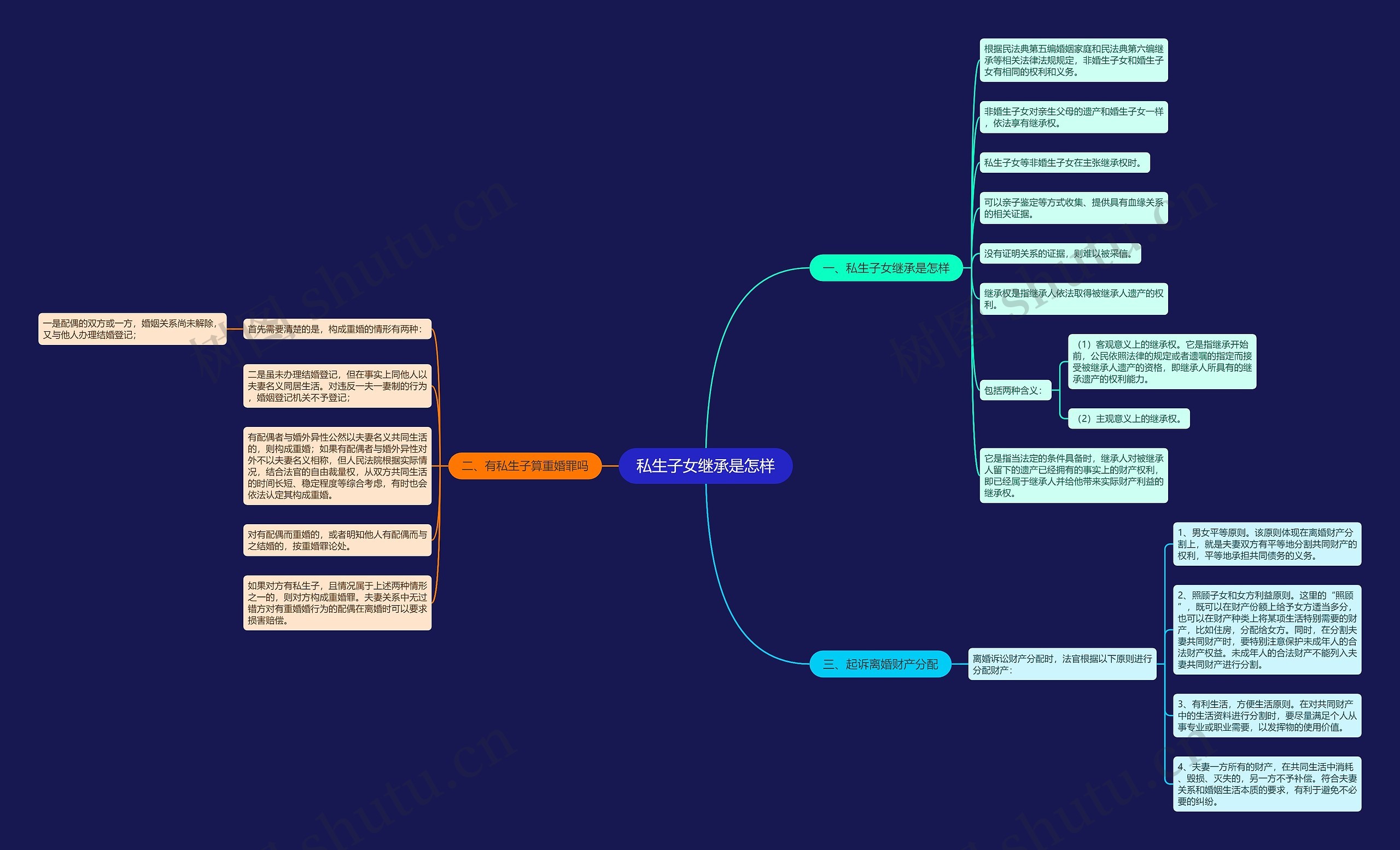 私生子女继承是怎样思维导图