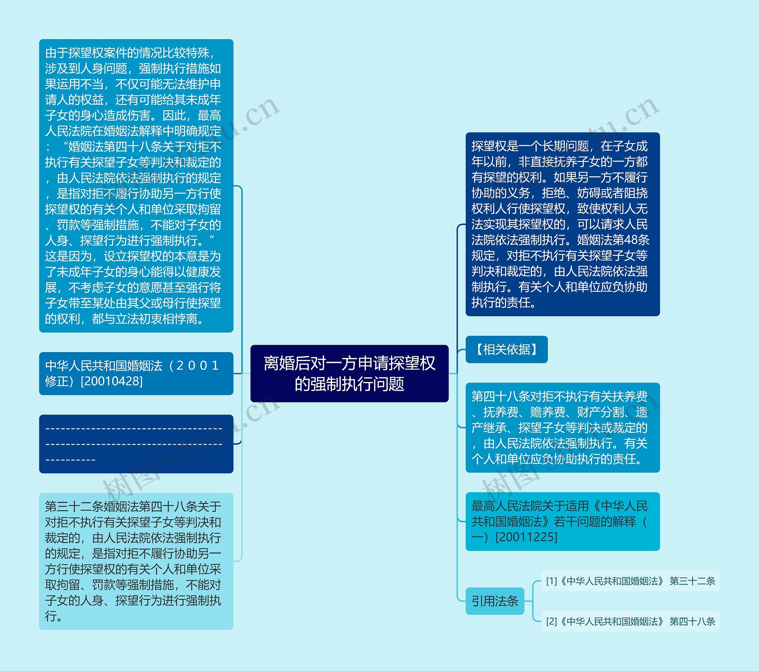 离婚后对一方申请探望权的强制执行问题思维导图