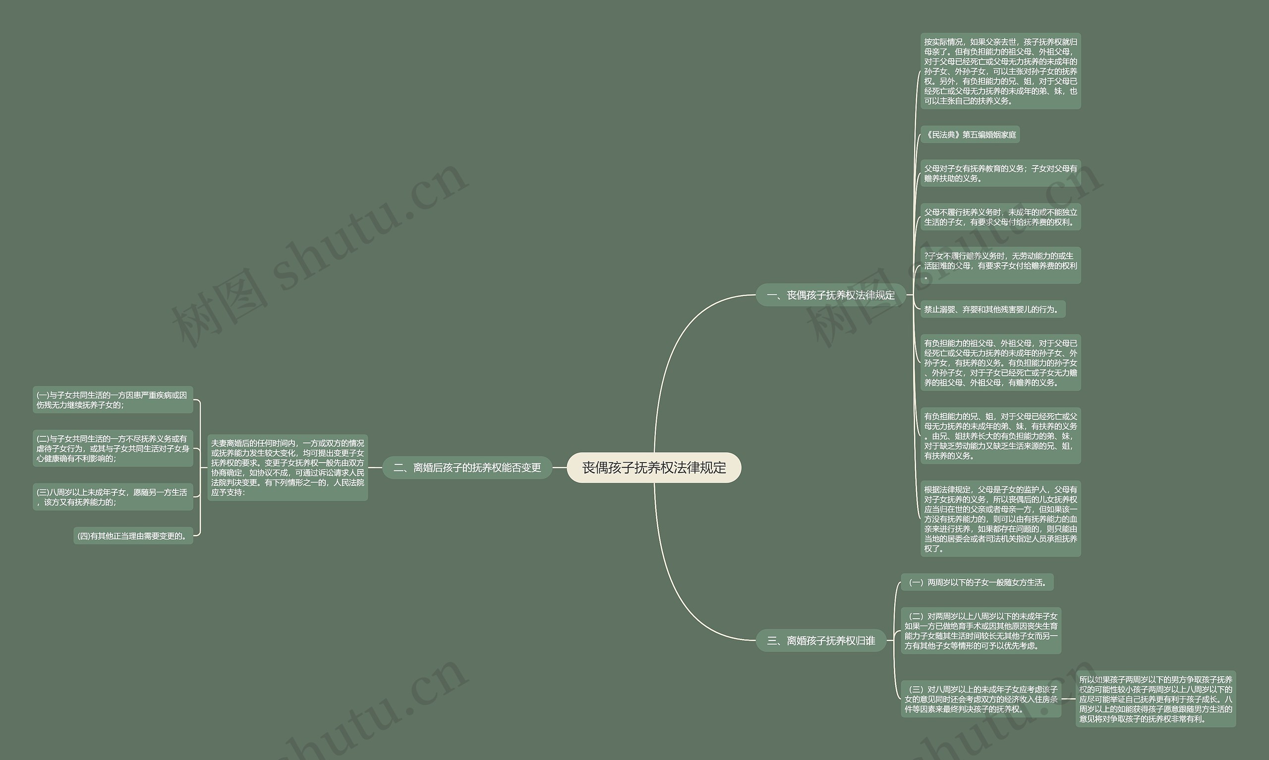丧偶孩子抚养权法律规定思维导图