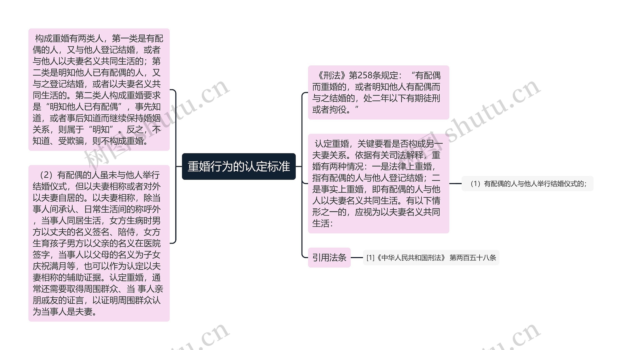 重婚行为的认定标准思维导图