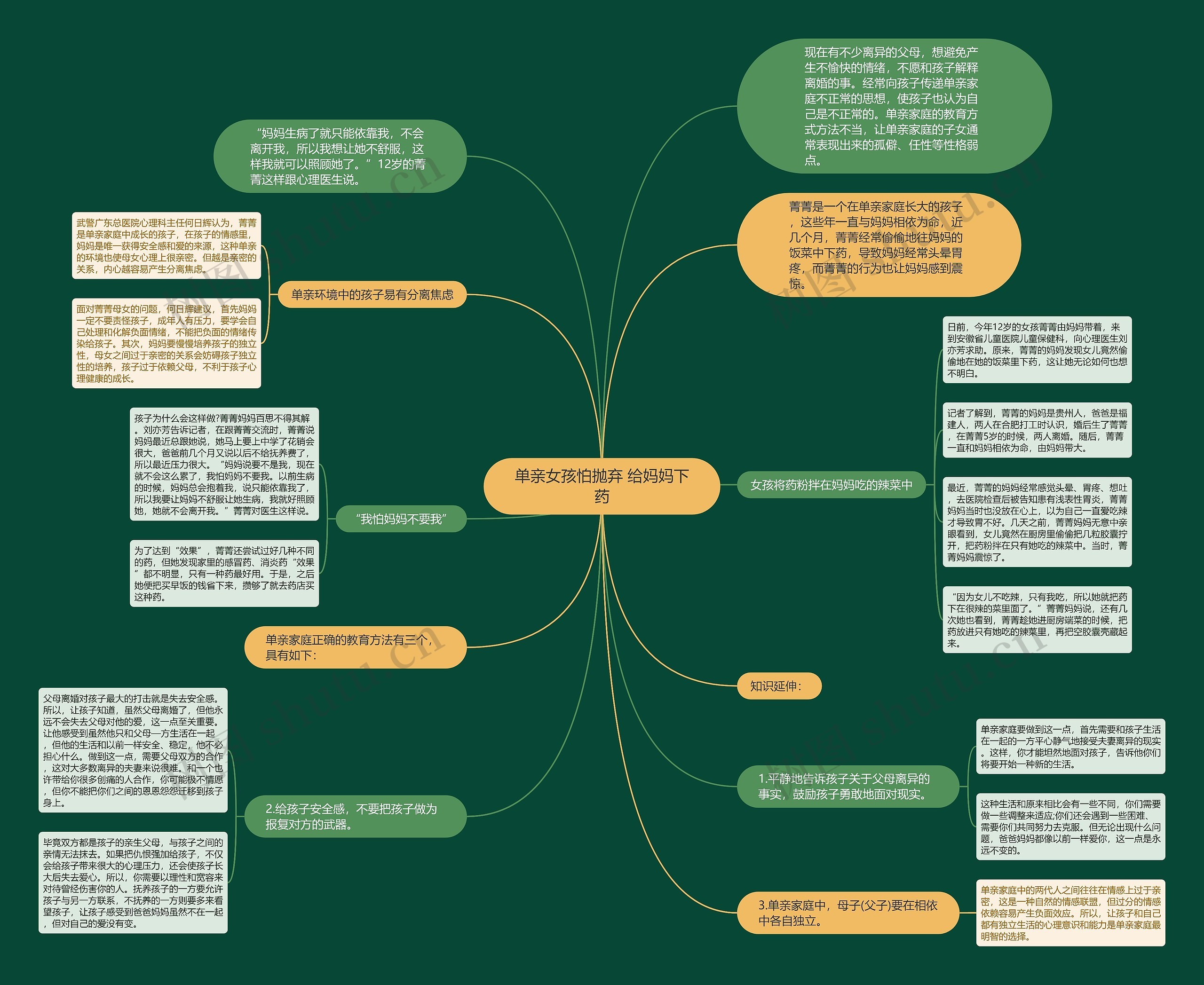 单亲女孩怕抛弃 给妈妈下药思维导图