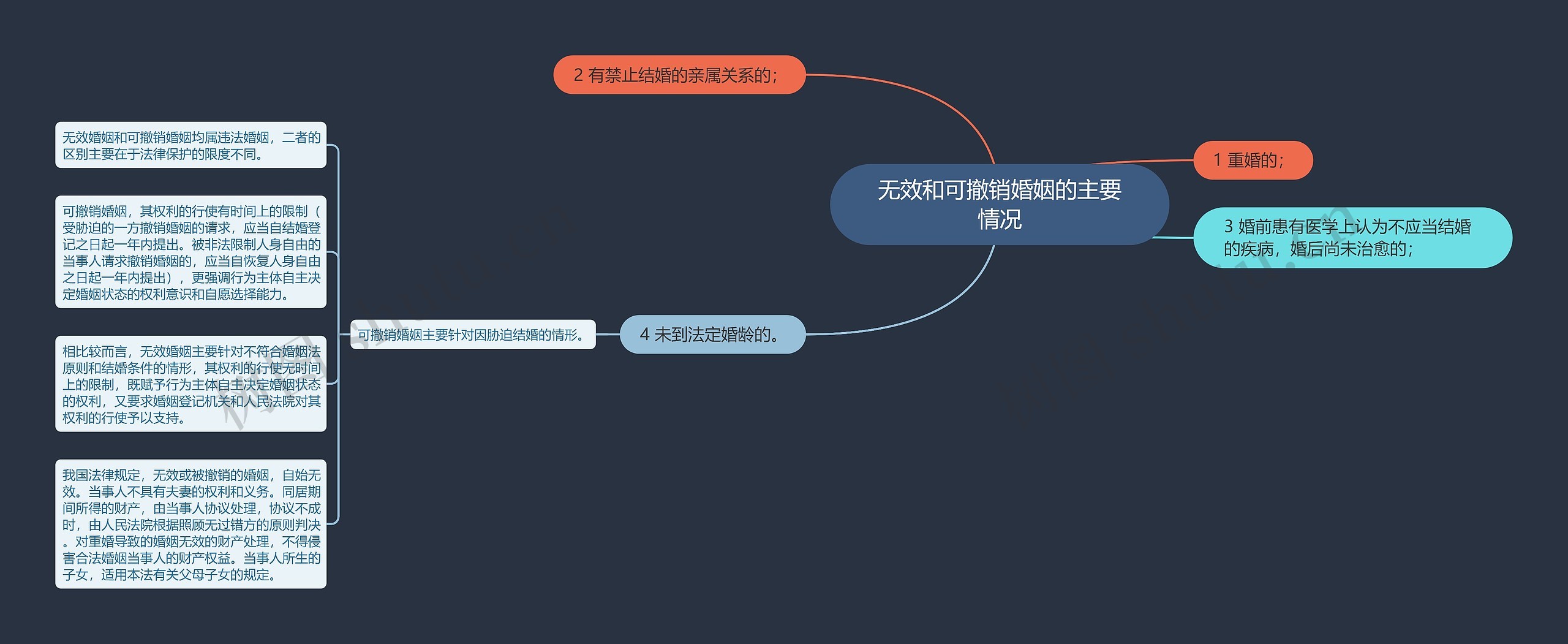 无效和可撤销婚姻的主要情况思维导图