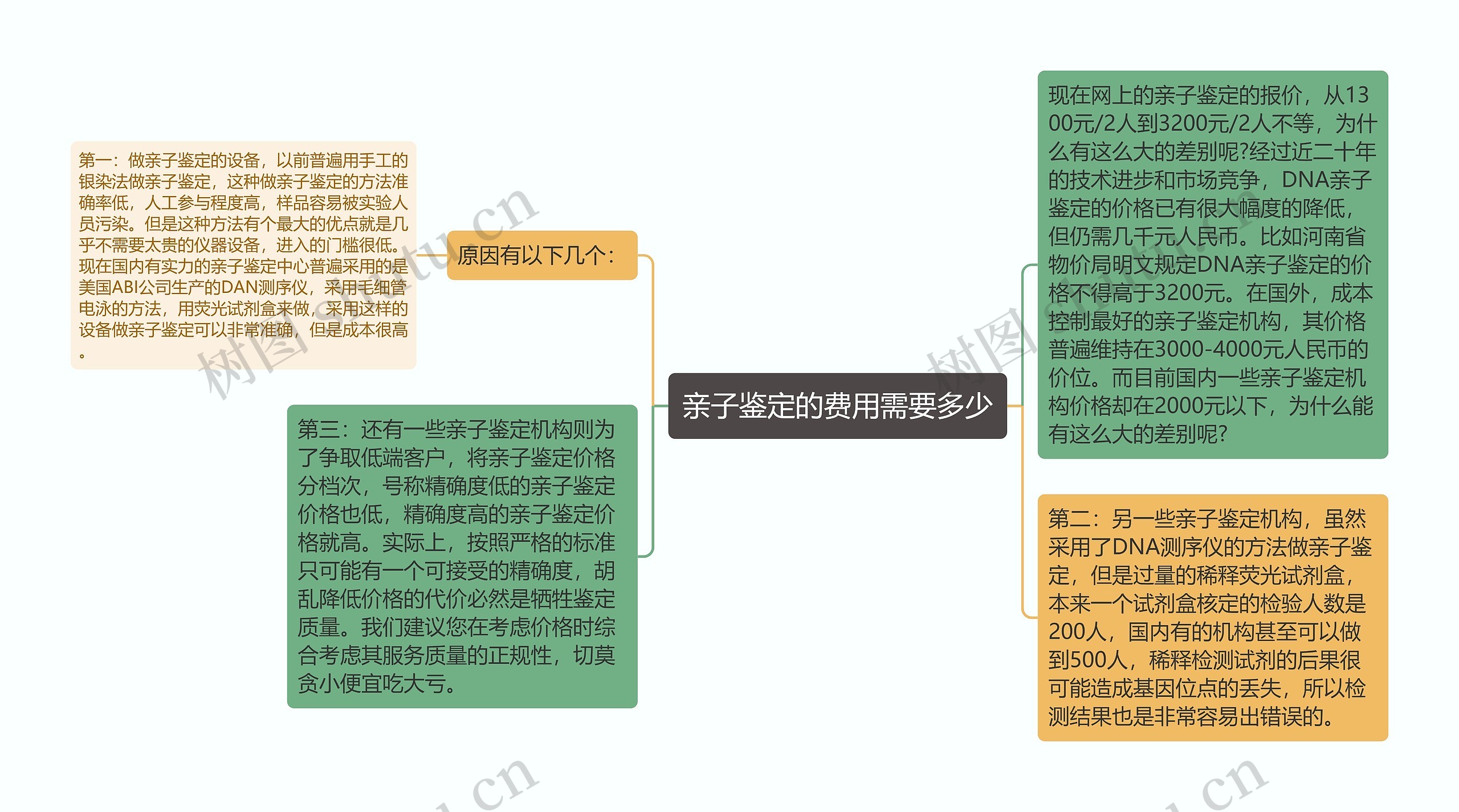 亲子鉴定的费用需要多少思维导图