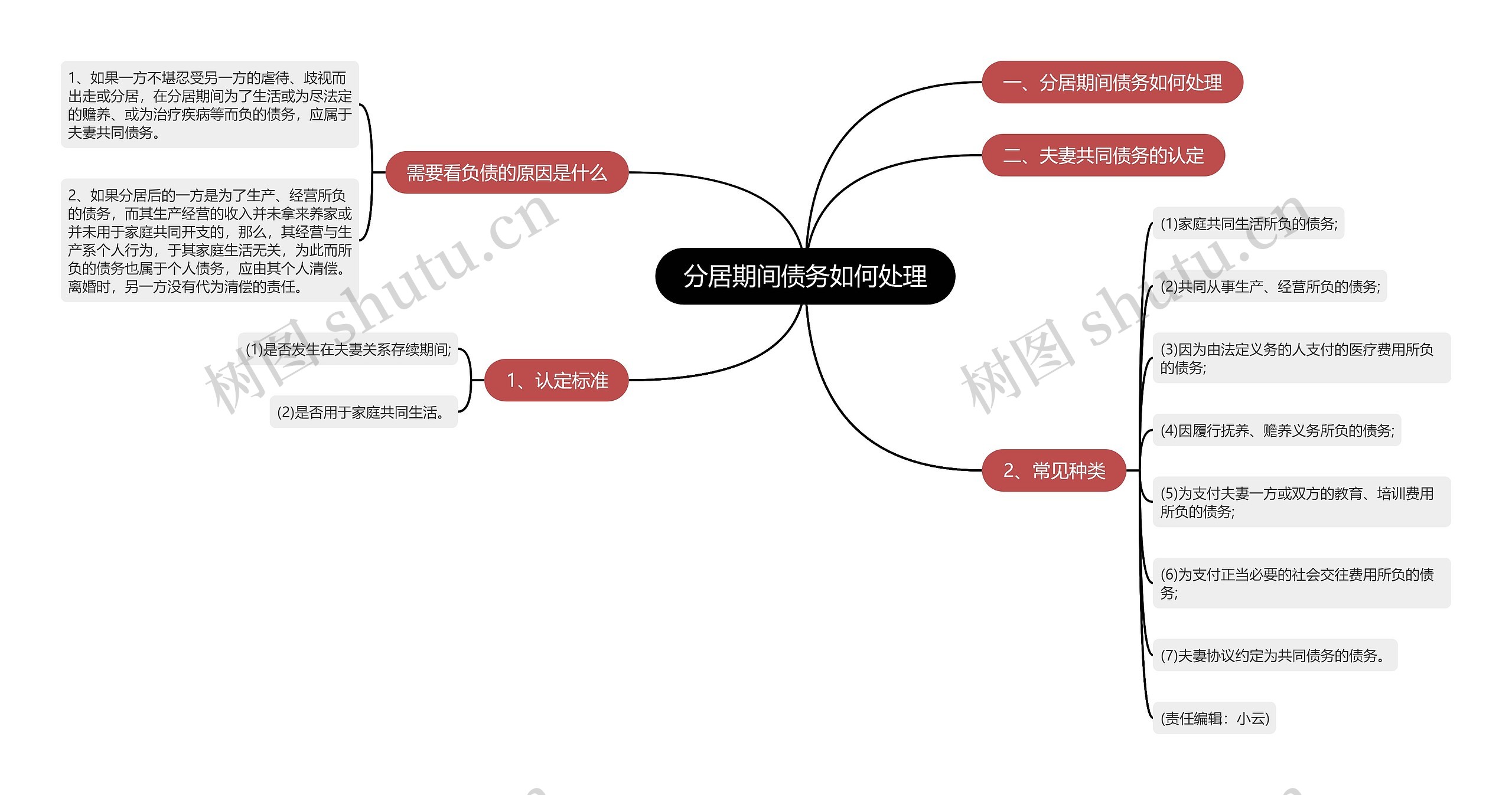 分居期间债务如何处理思维导图