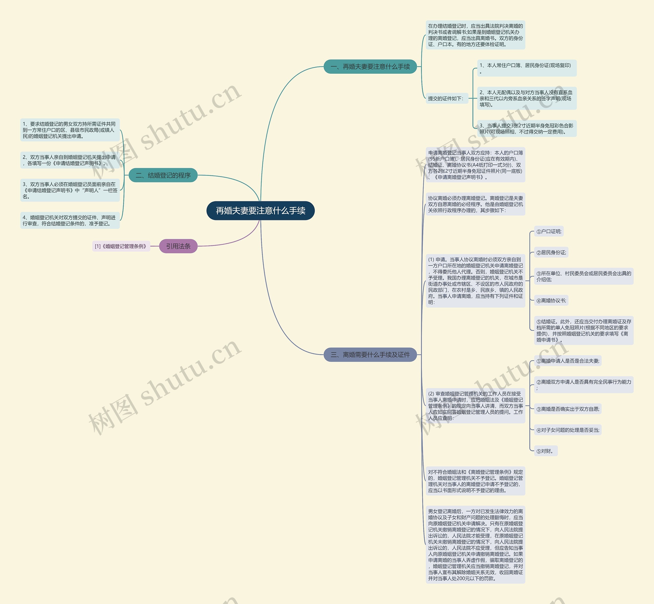 再婚夫妻要注意什么手续思维导图