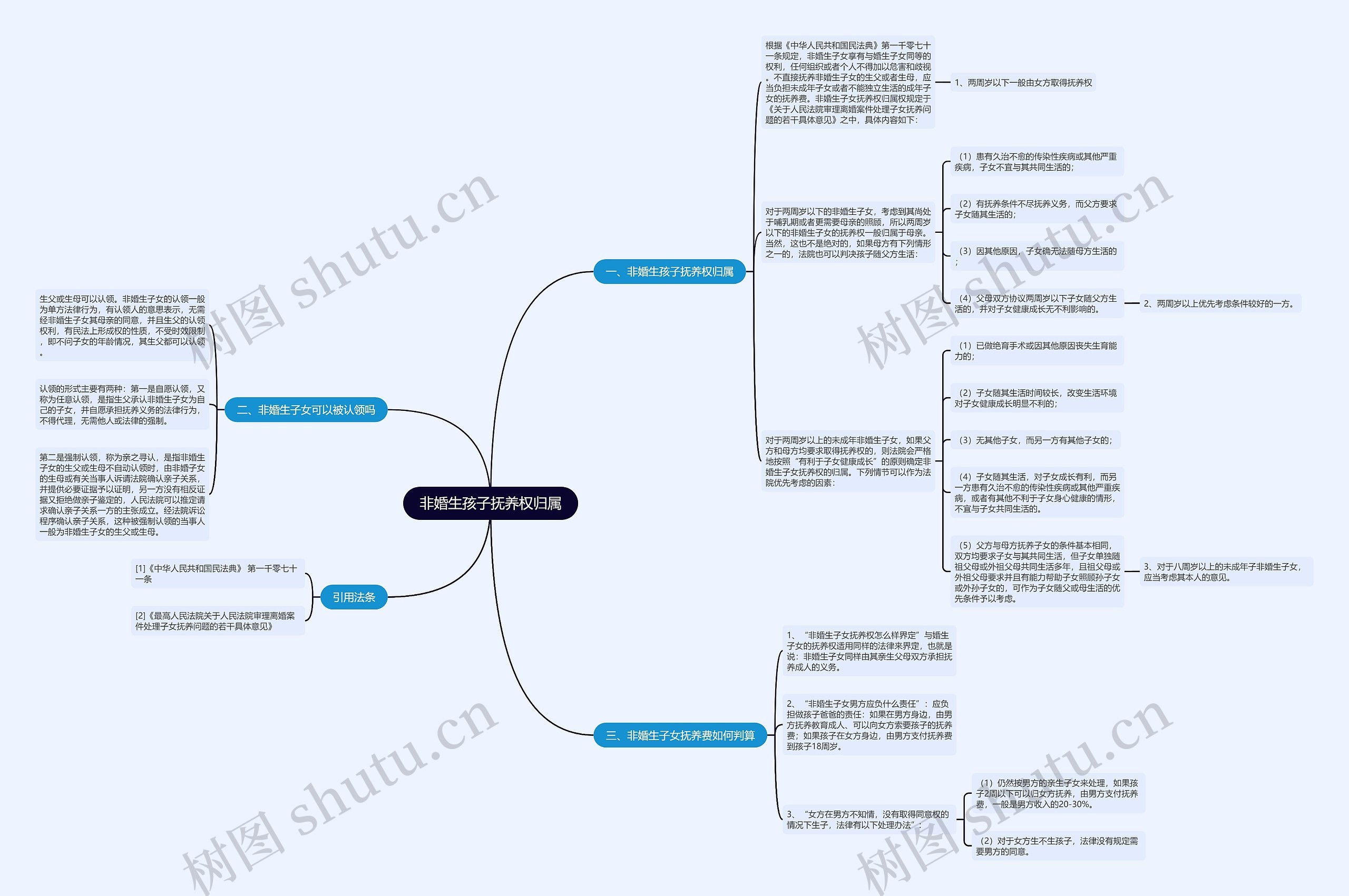 非婚生孩子抚养权归属思维导图