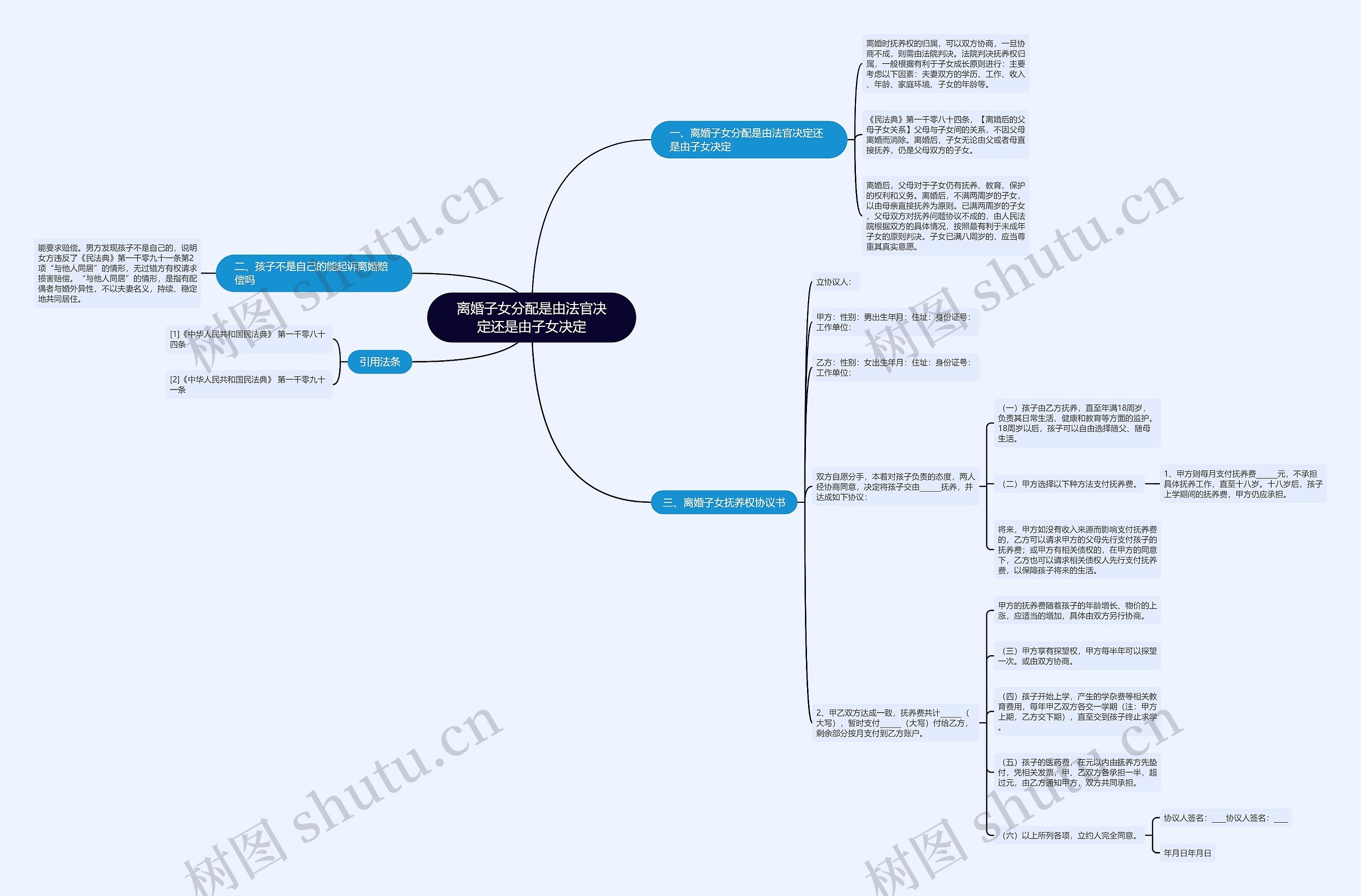 离婚子女分配是由法官决定还是由子女决定思维导图