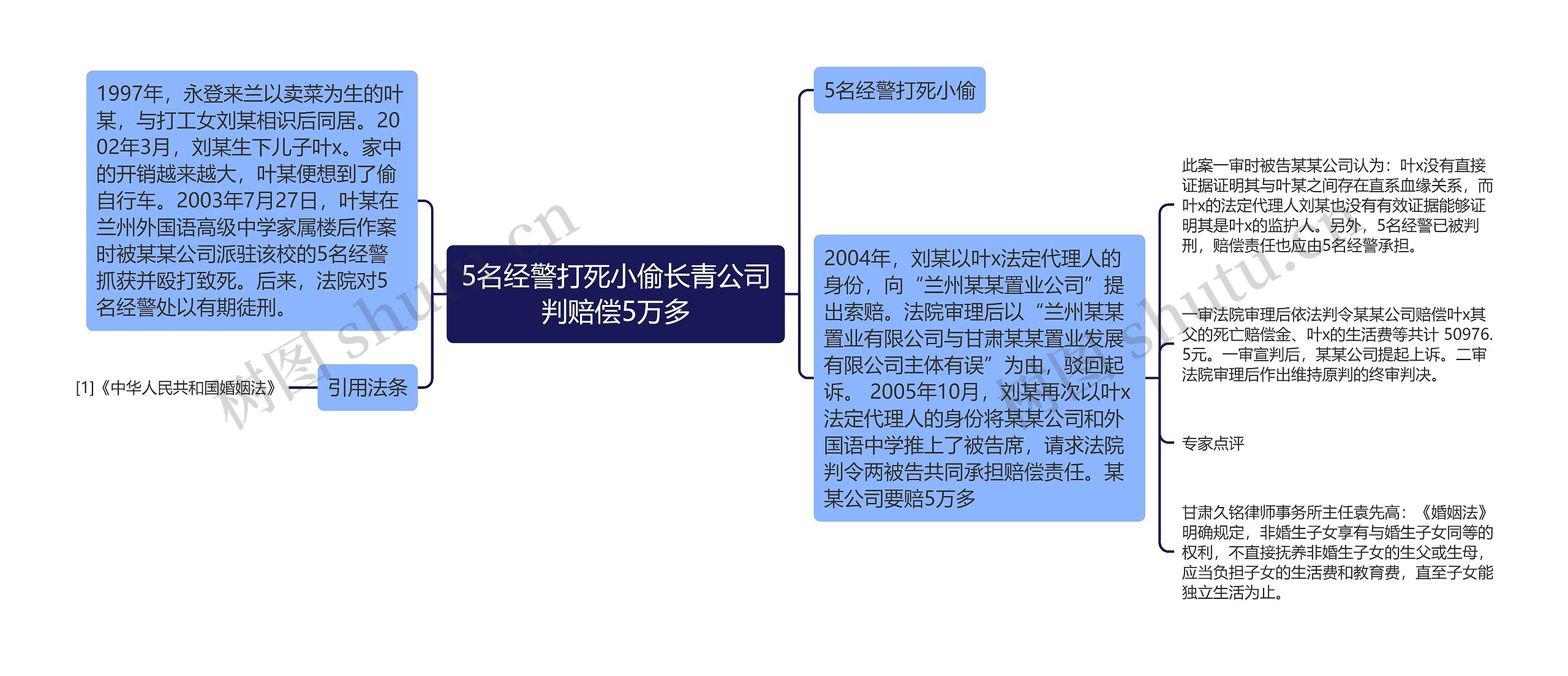 5名经警打死小偷长青公司判赔偿5万多思维导图