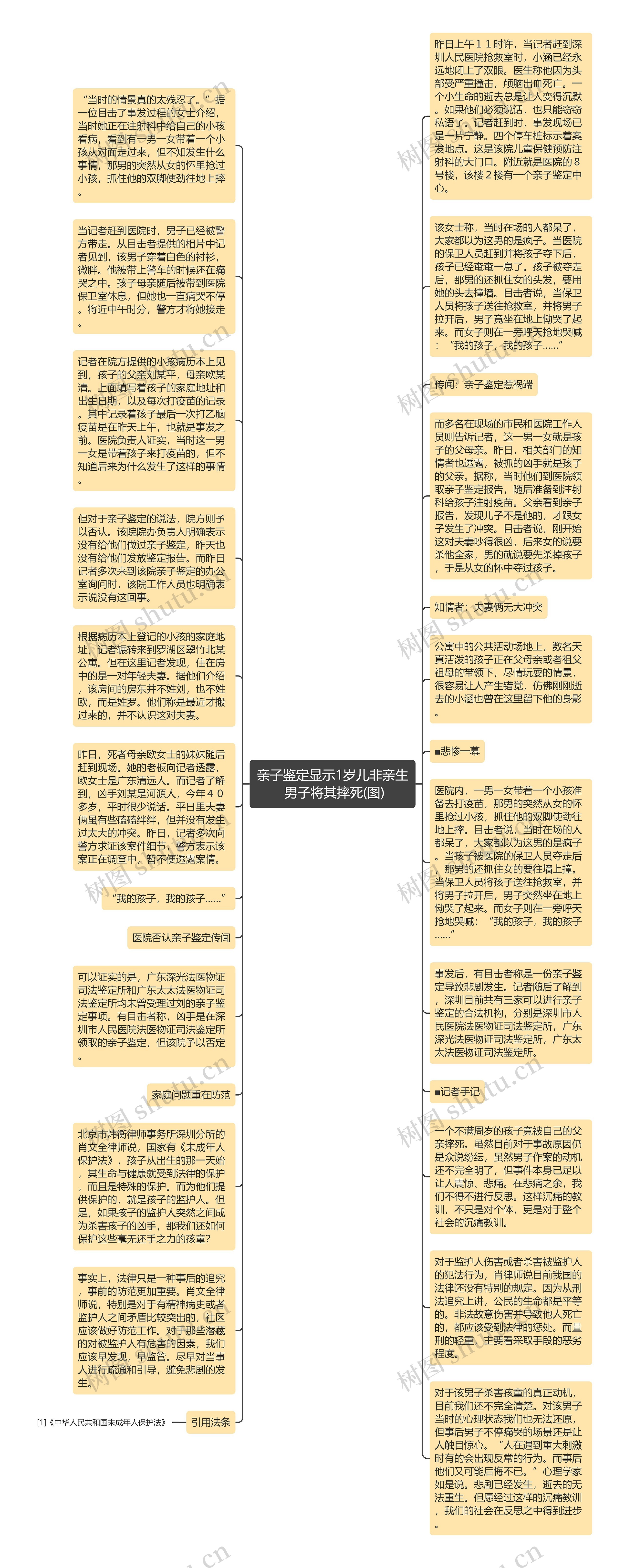 亲子鉴定显示1岁儿非亲生 男子将其摔死(图)思维导图