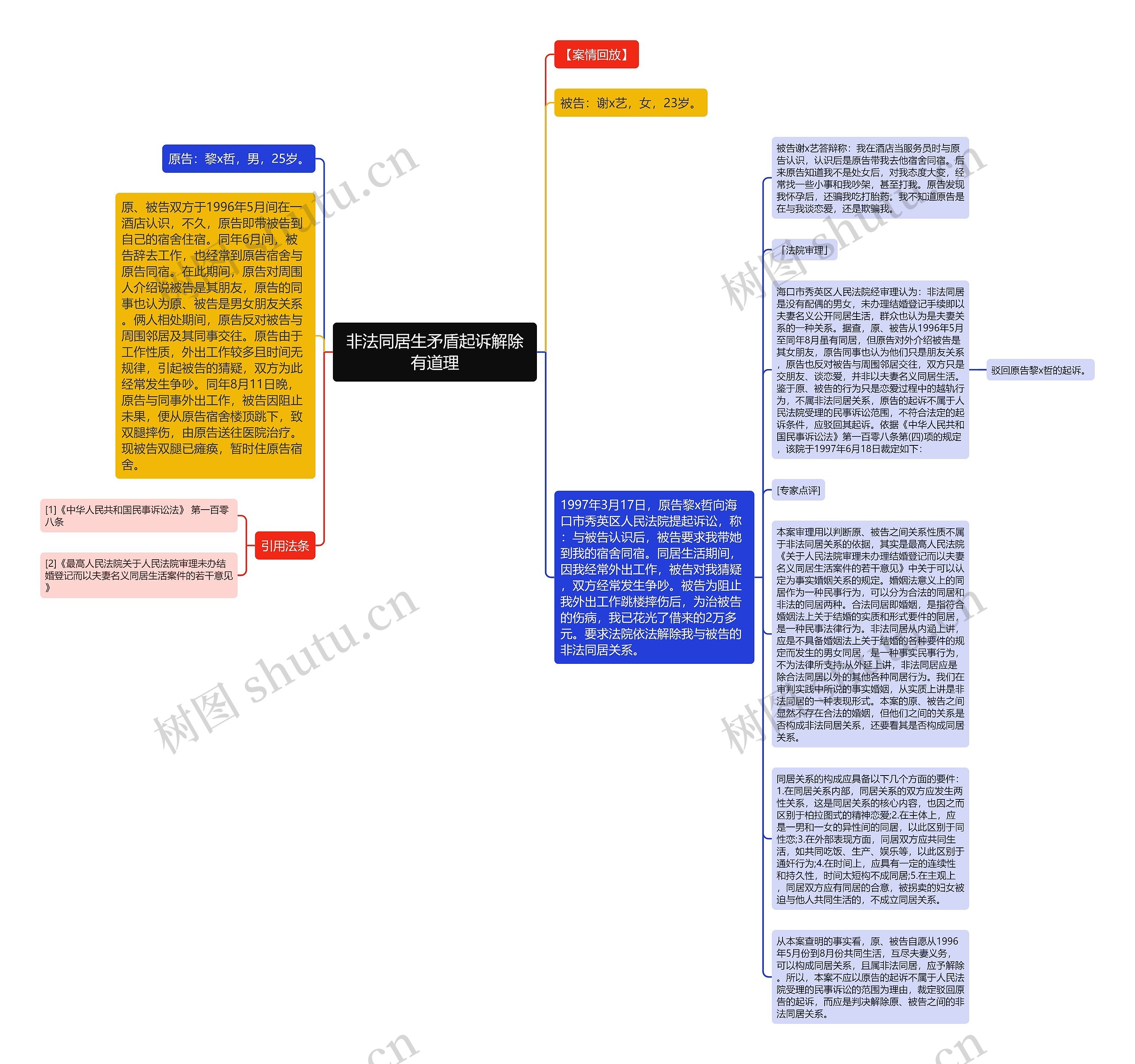 非法同居生矛盾起诉解除有道理思维导图