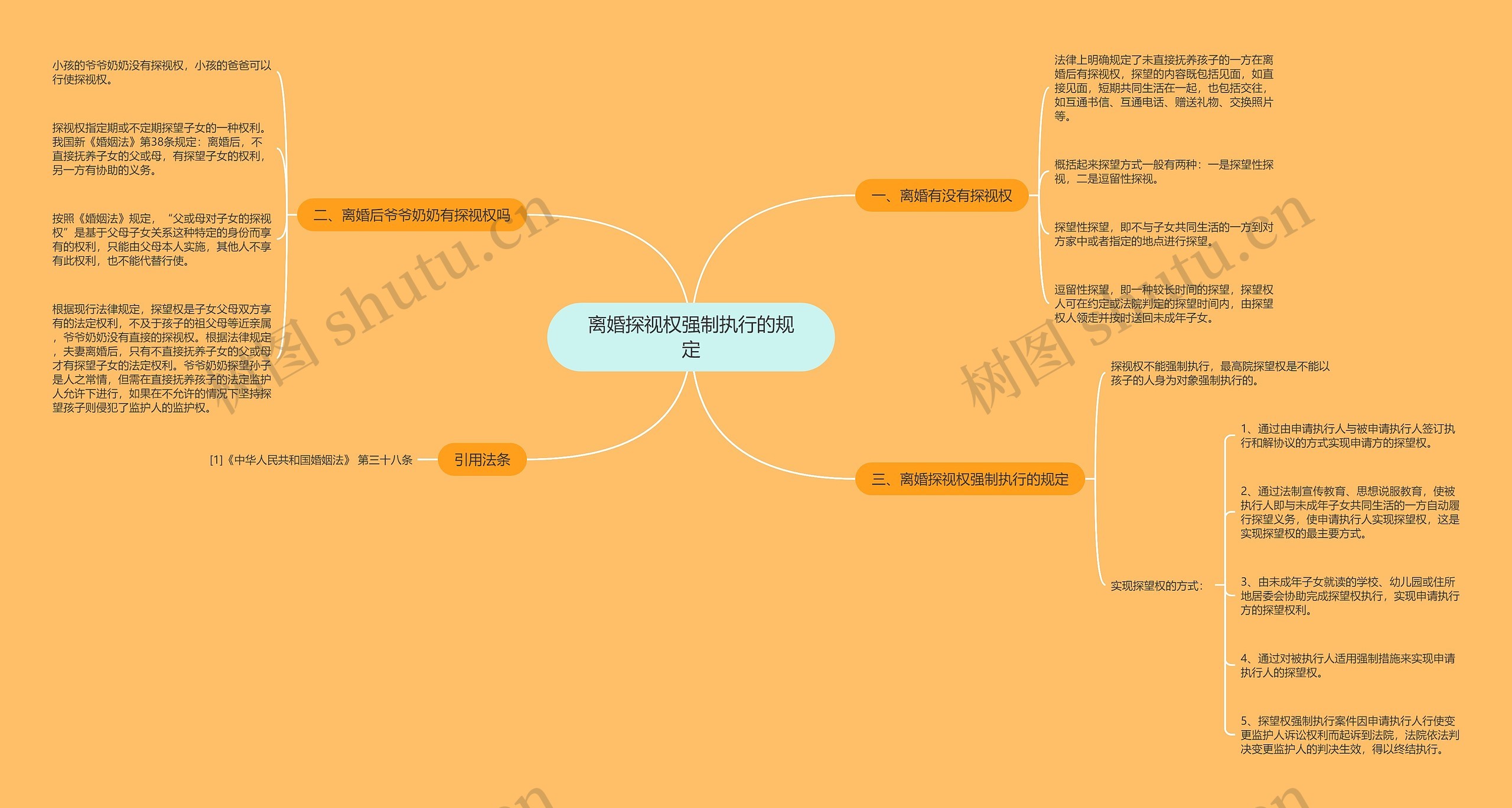 离婚探视权强制执行的规定思维导图