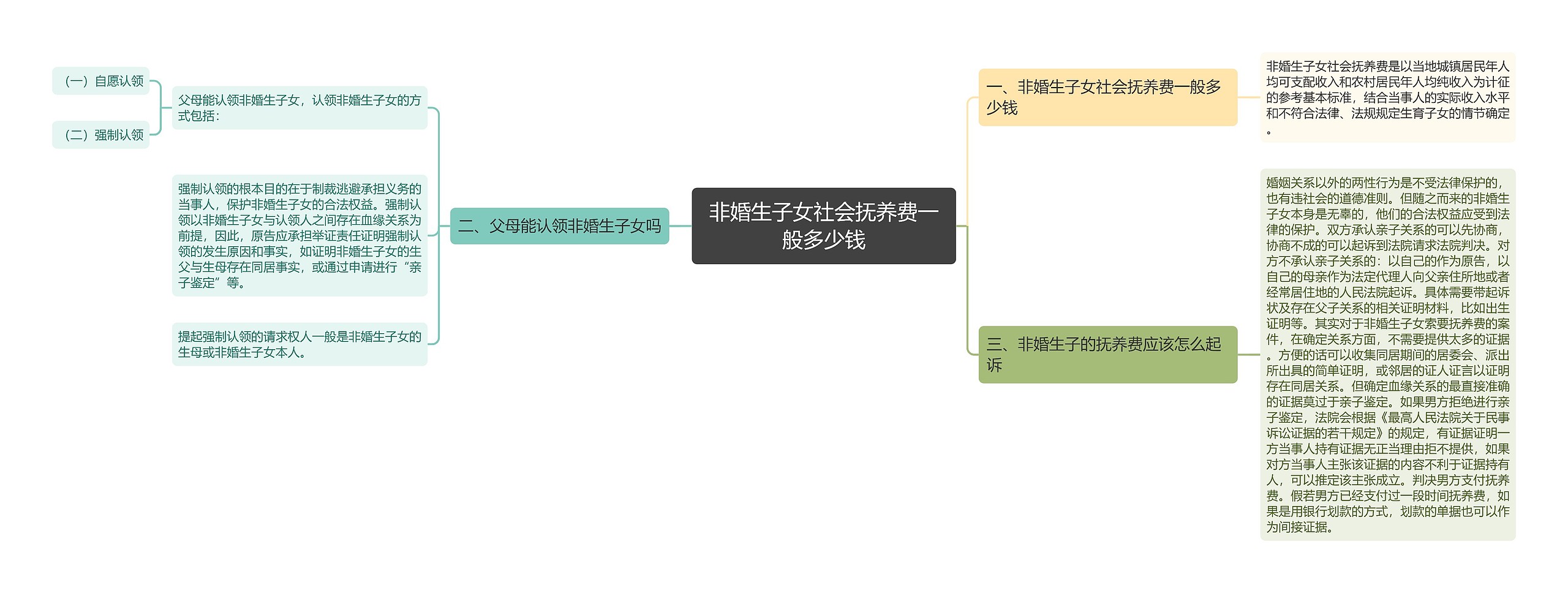 非婚生子女社会抚养费一般多少钱思维导图