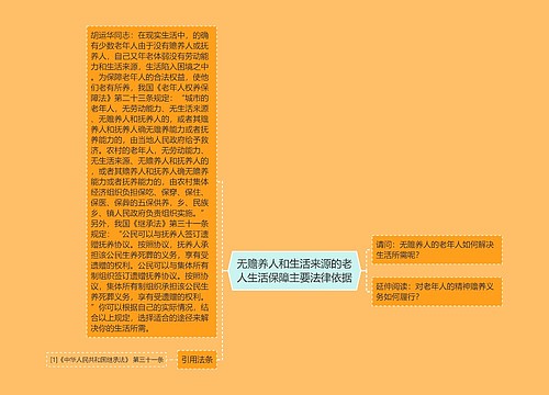 无赡养人和生活来源的老人生活保障主要法律依据