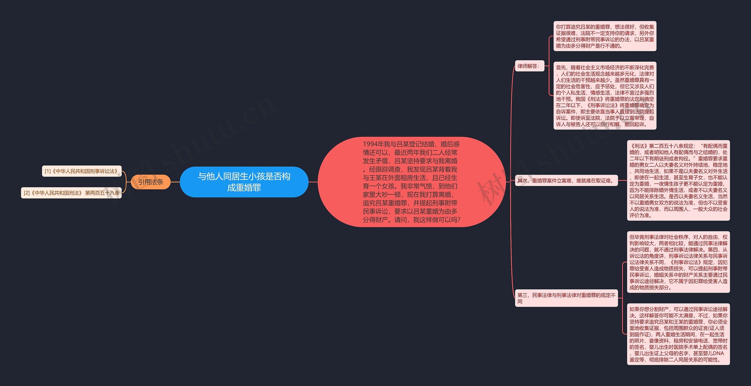 与他人同居生小孩是否构成重婚罪思维导图