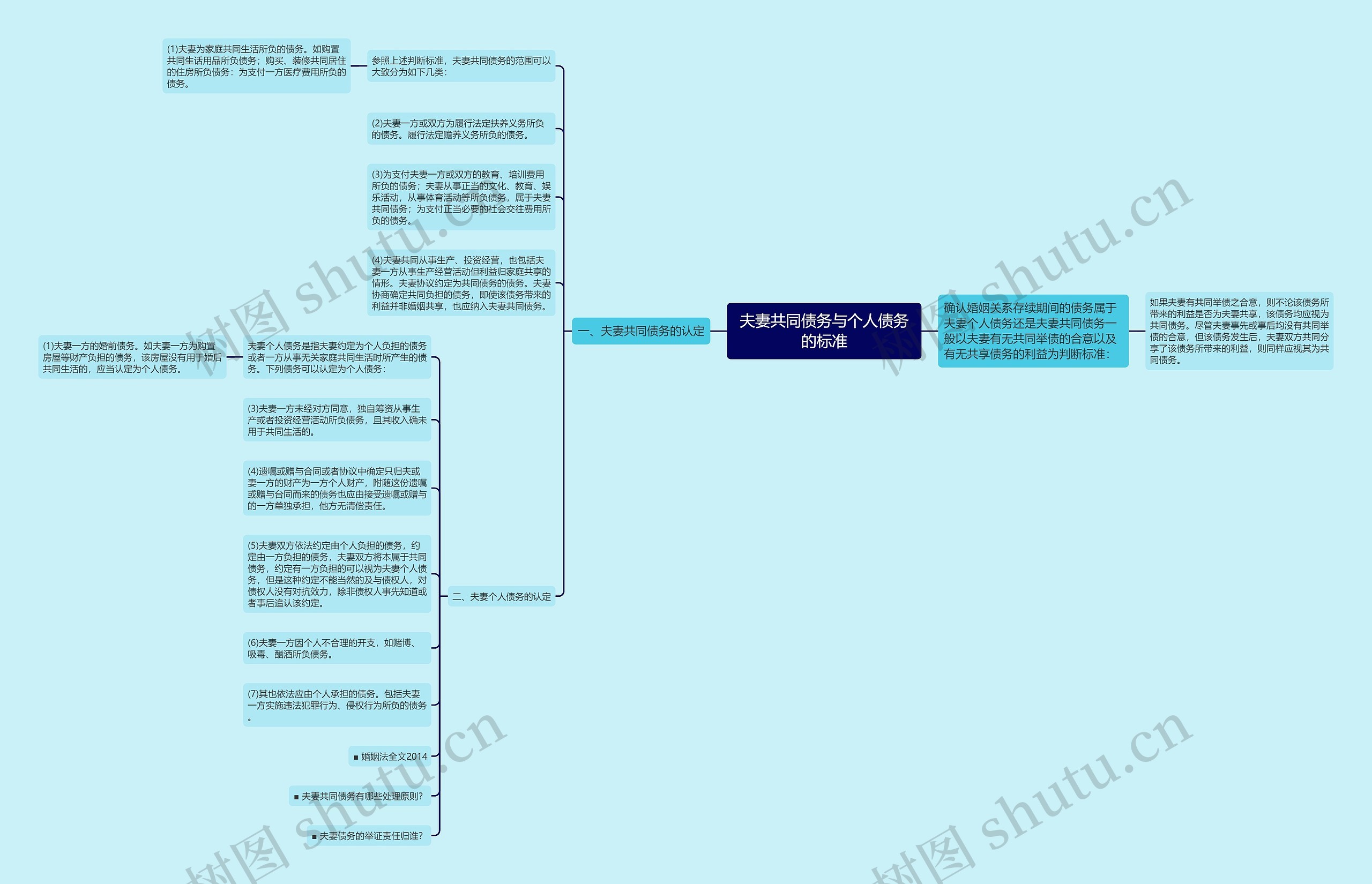 夫妻共同债务与个人债务的标准思维导图