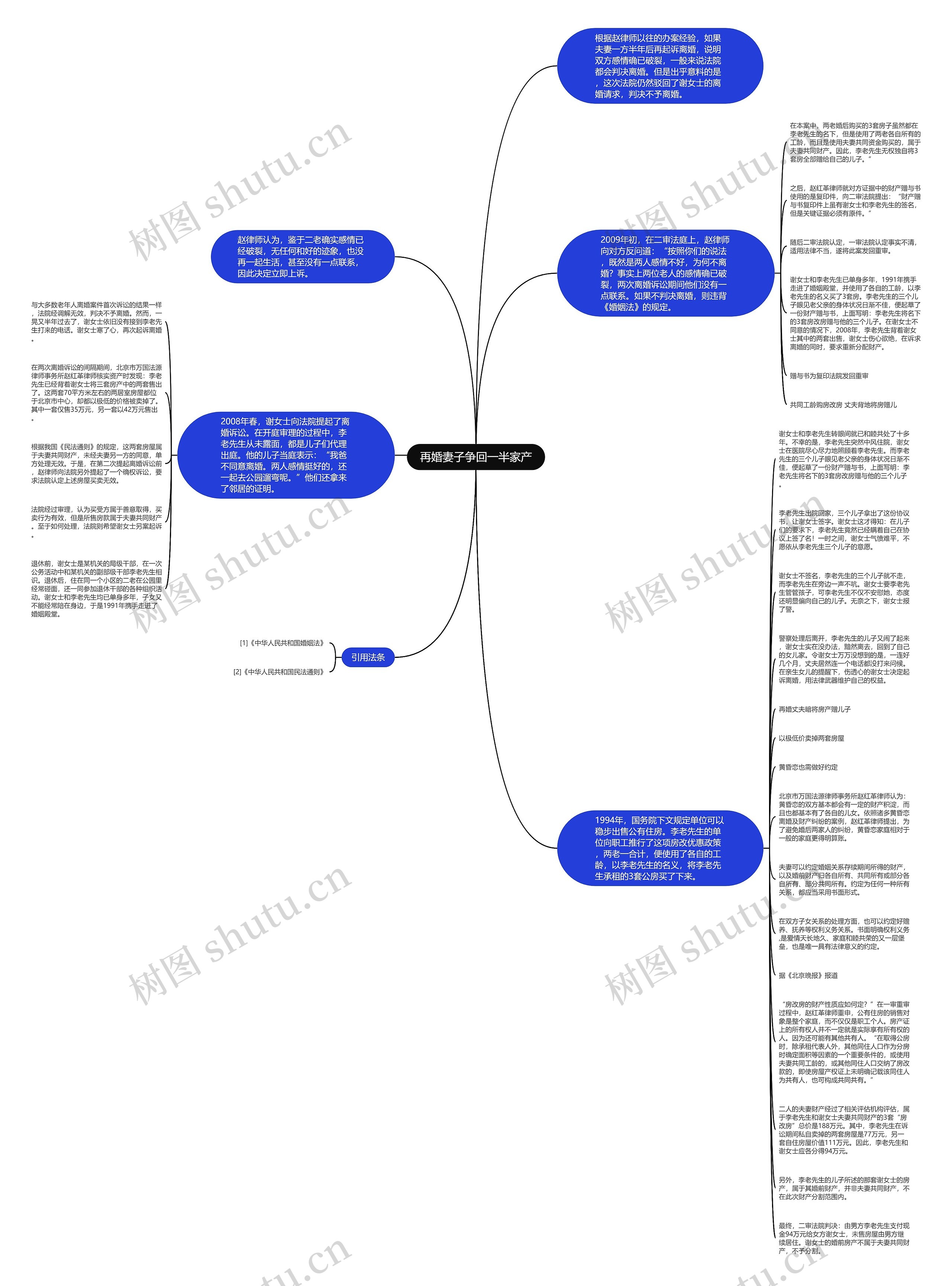再婚妻子争回一半家产思维导图