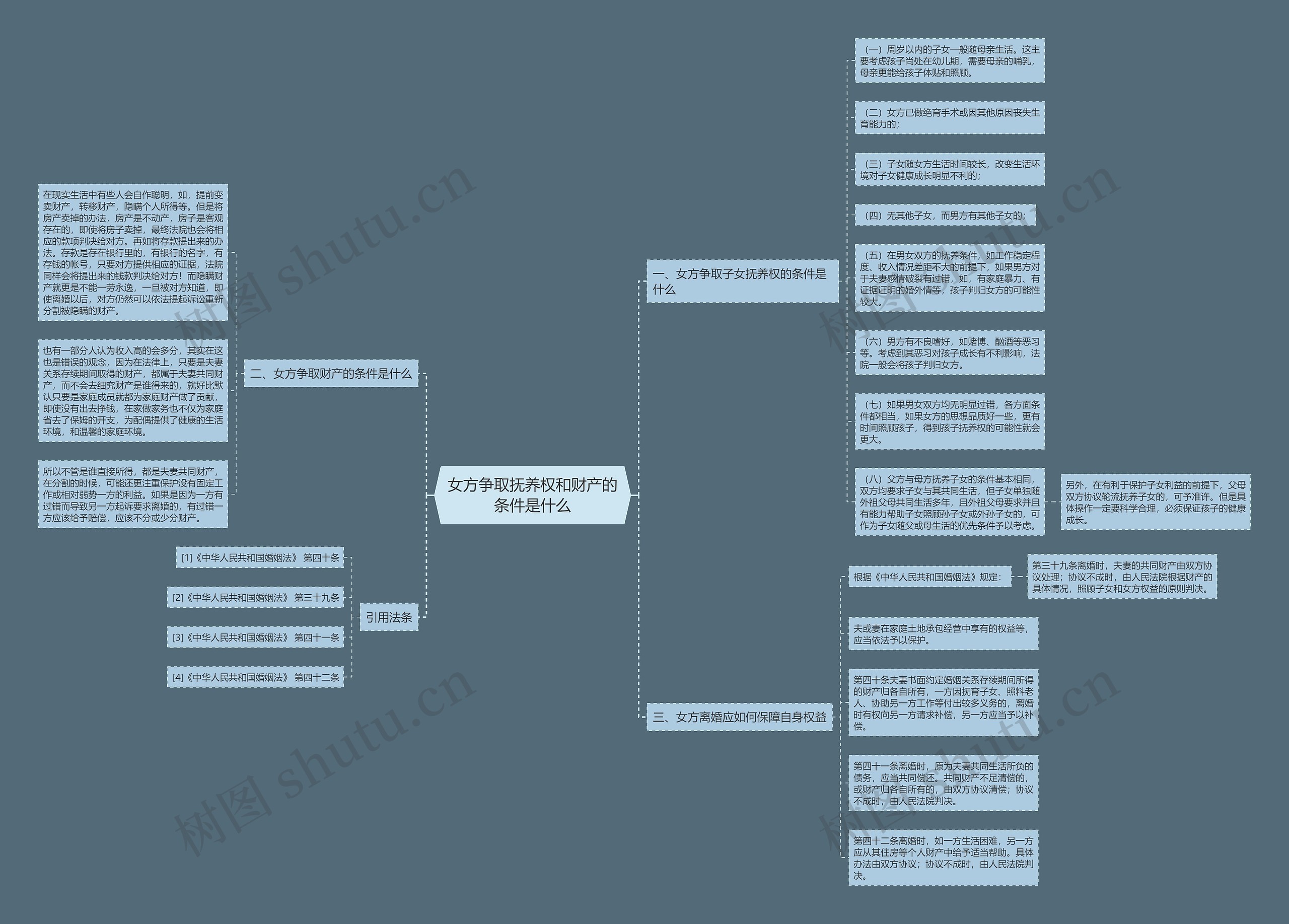 女方争取抚养权和财产的条件是什么思维导图