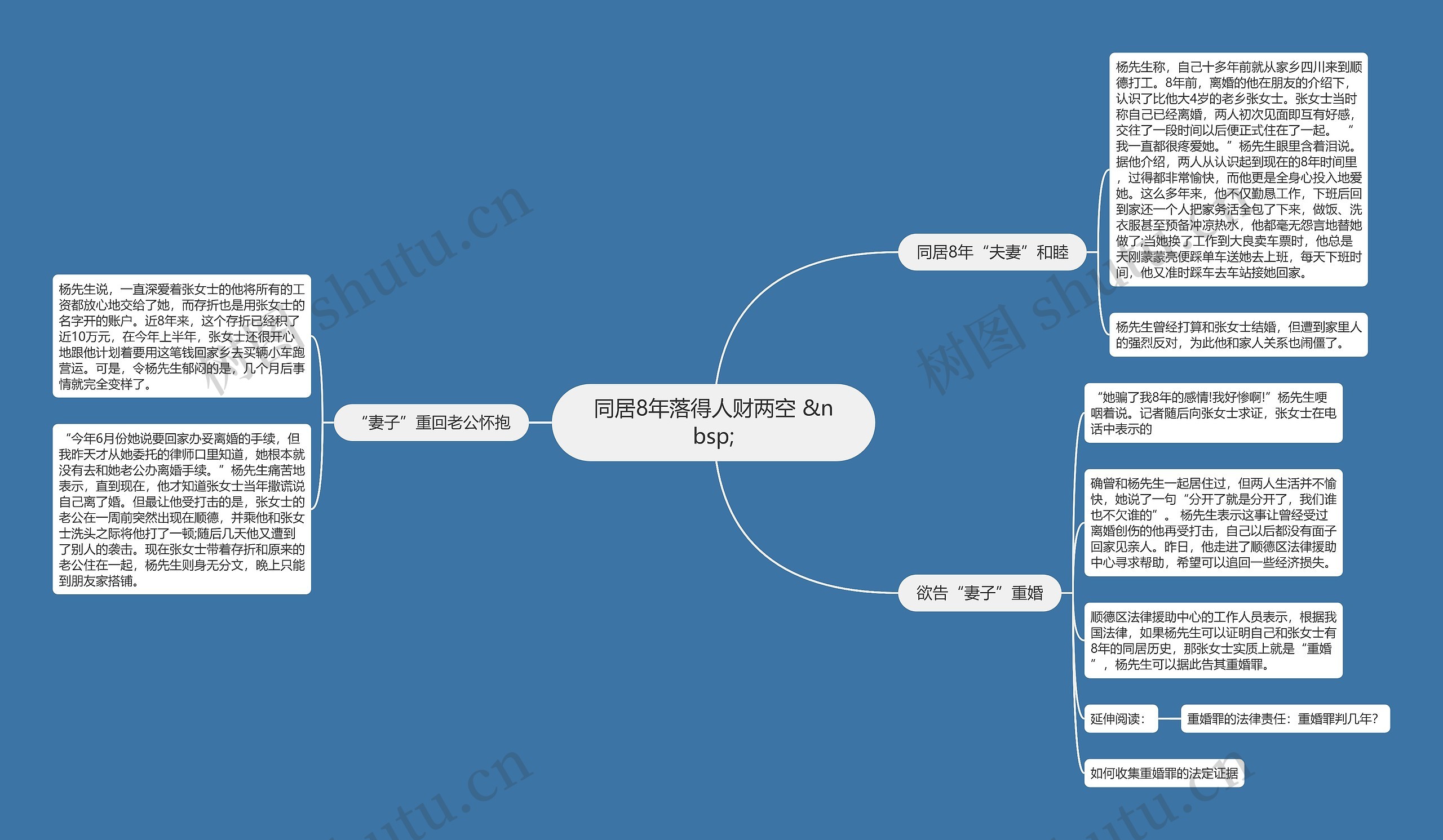 同居8年落得人财两空 &nbsp;思维导图