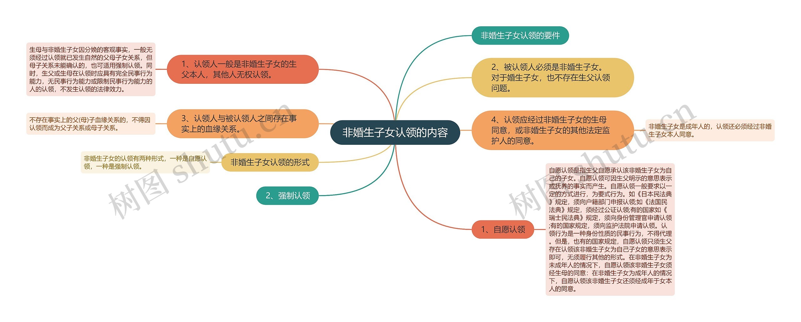 非婚生子女认领的内容思维导图