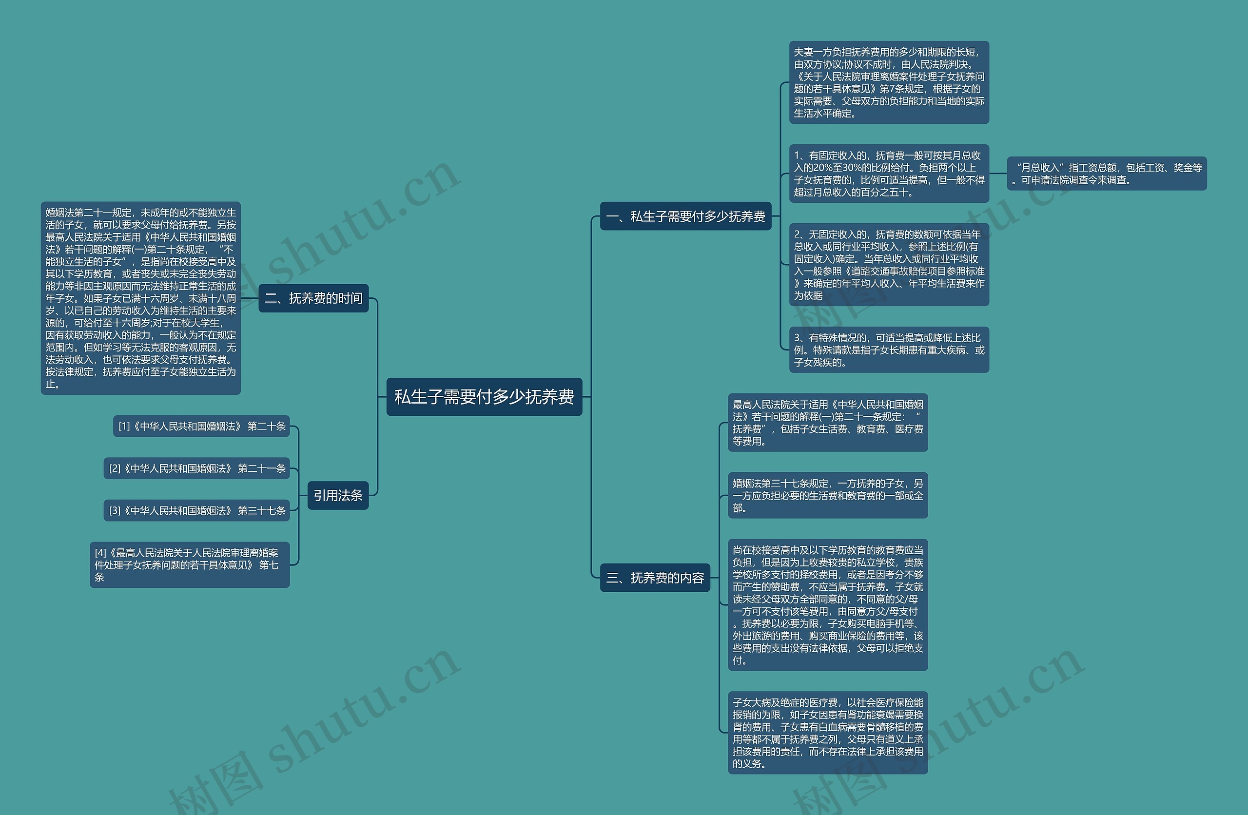 私生子需要付多少抚养费思维导图