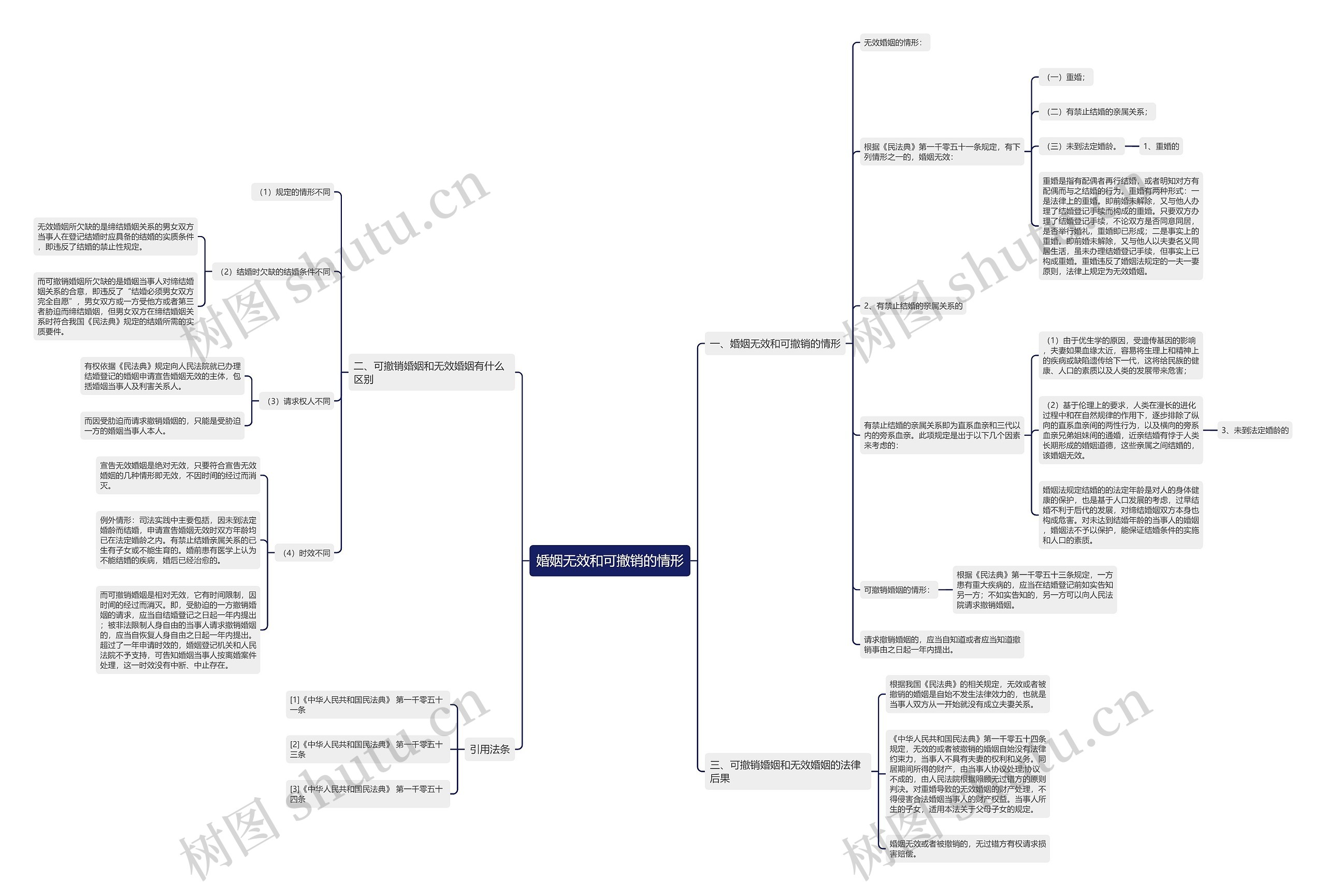 婚姻无效和可撤销的情形思维导图