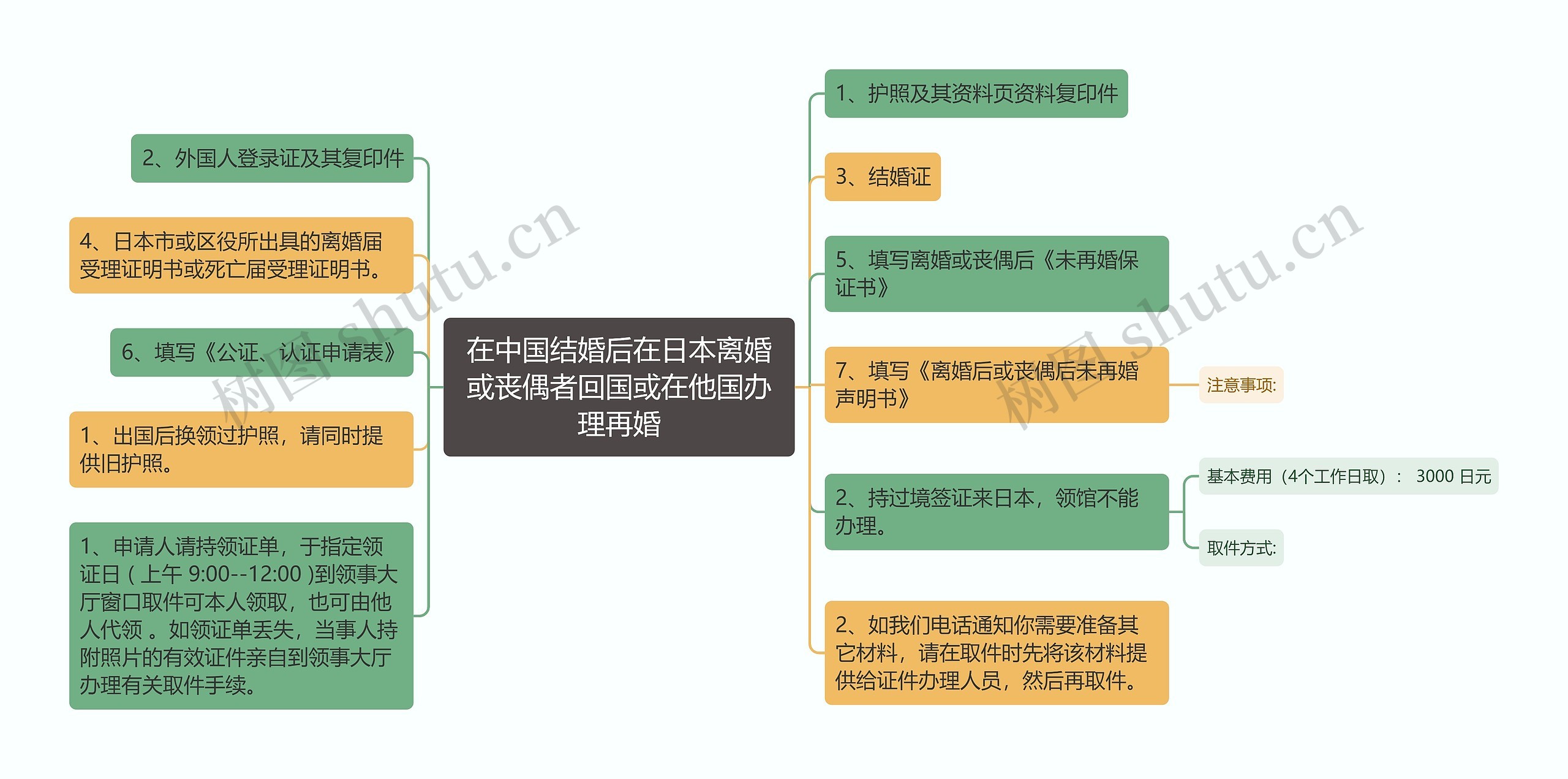 在中国结婚后在日本离婚或丧偶者回国或在他国办理再婚思维导图