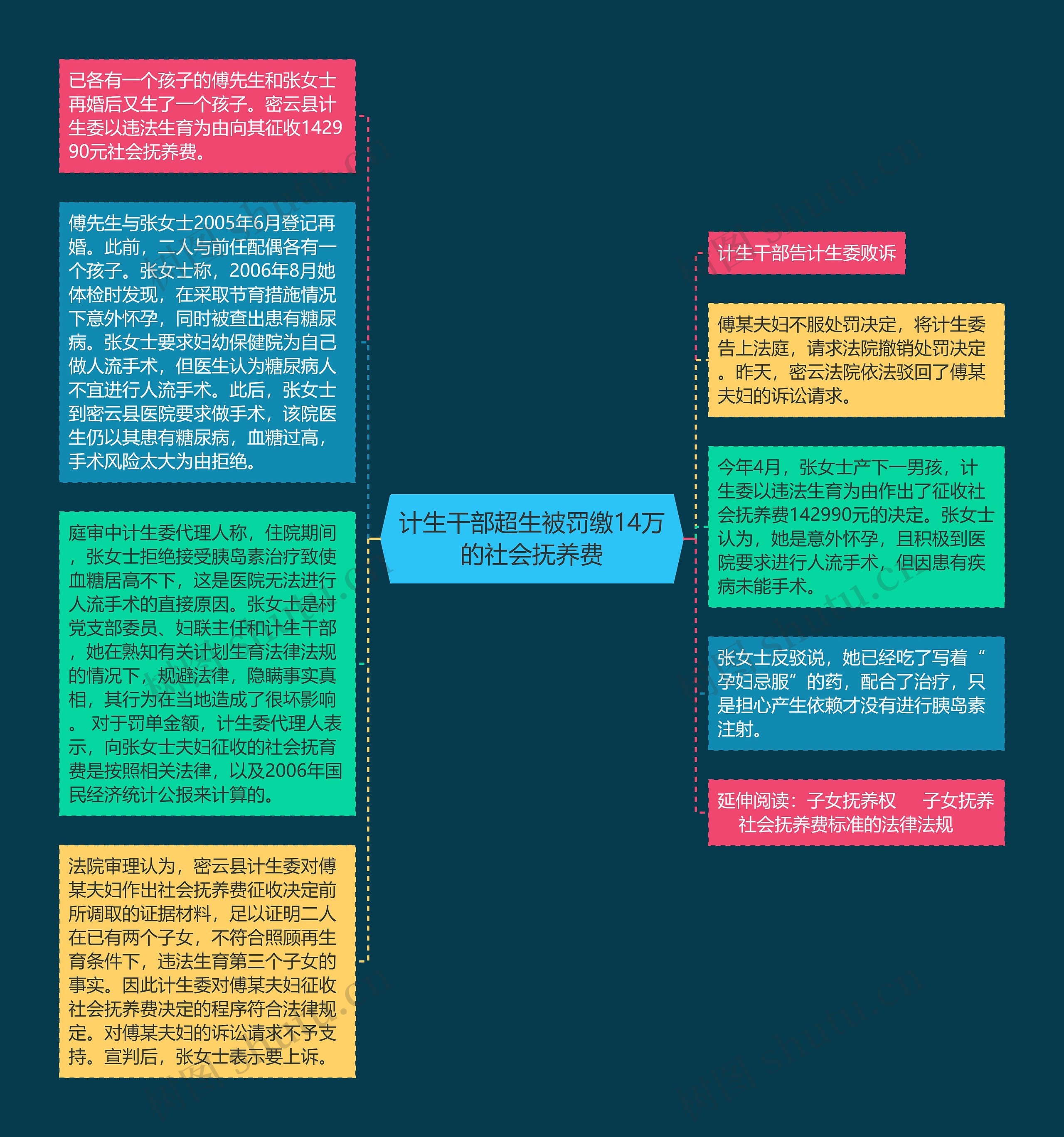 计生干部超生被罚缴14万的社会抚养费思维导图