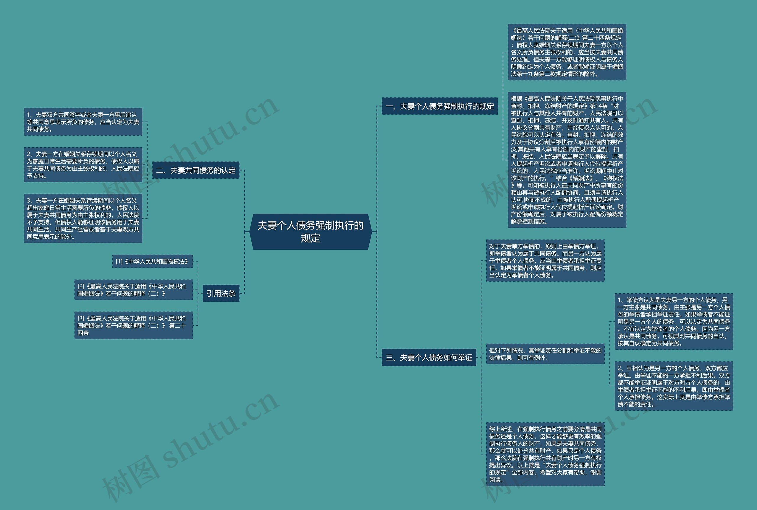 夫妻个人债务强制执行的规定思维导图