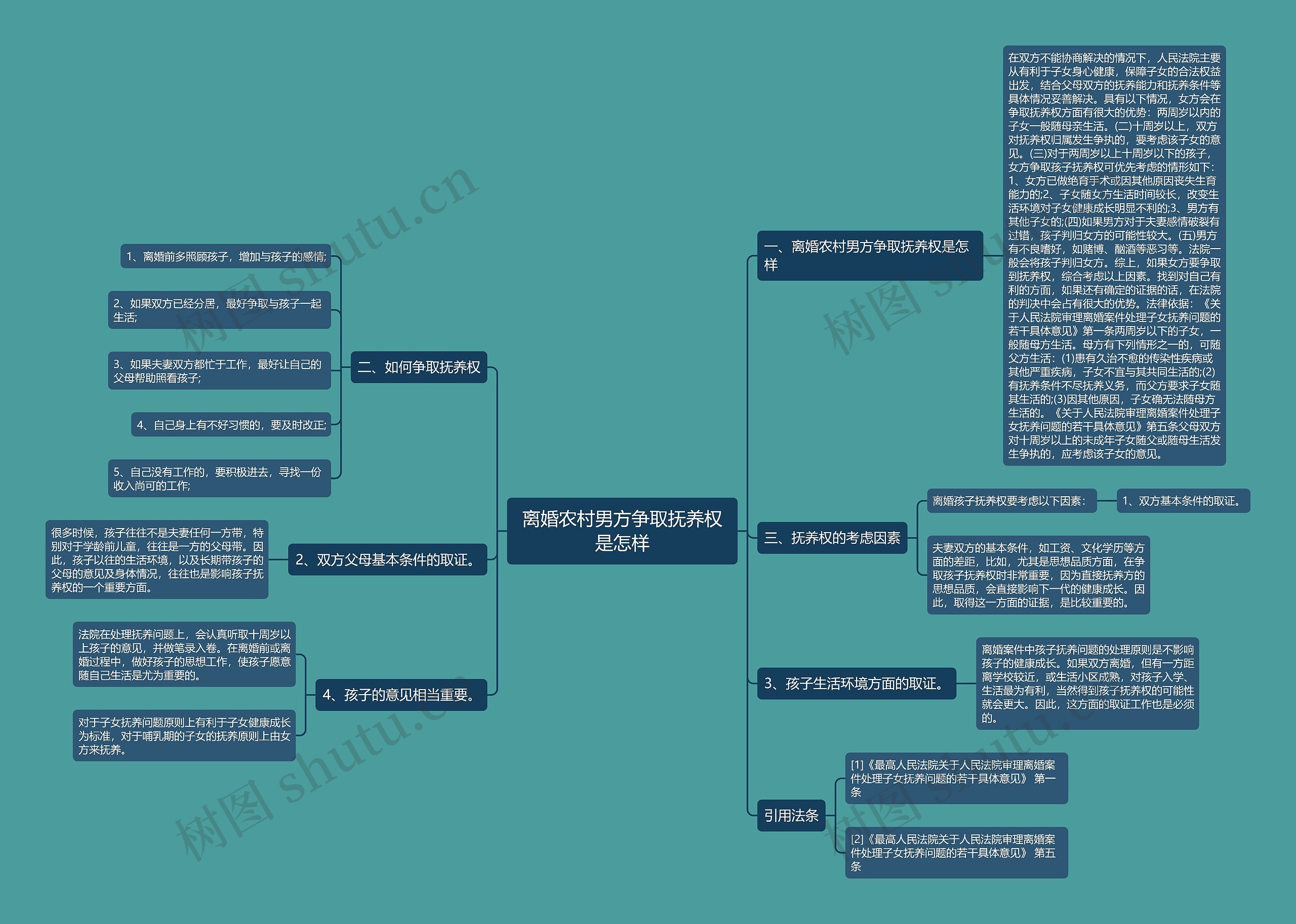 离婚农村男方争取抚养权是怎样思维导图