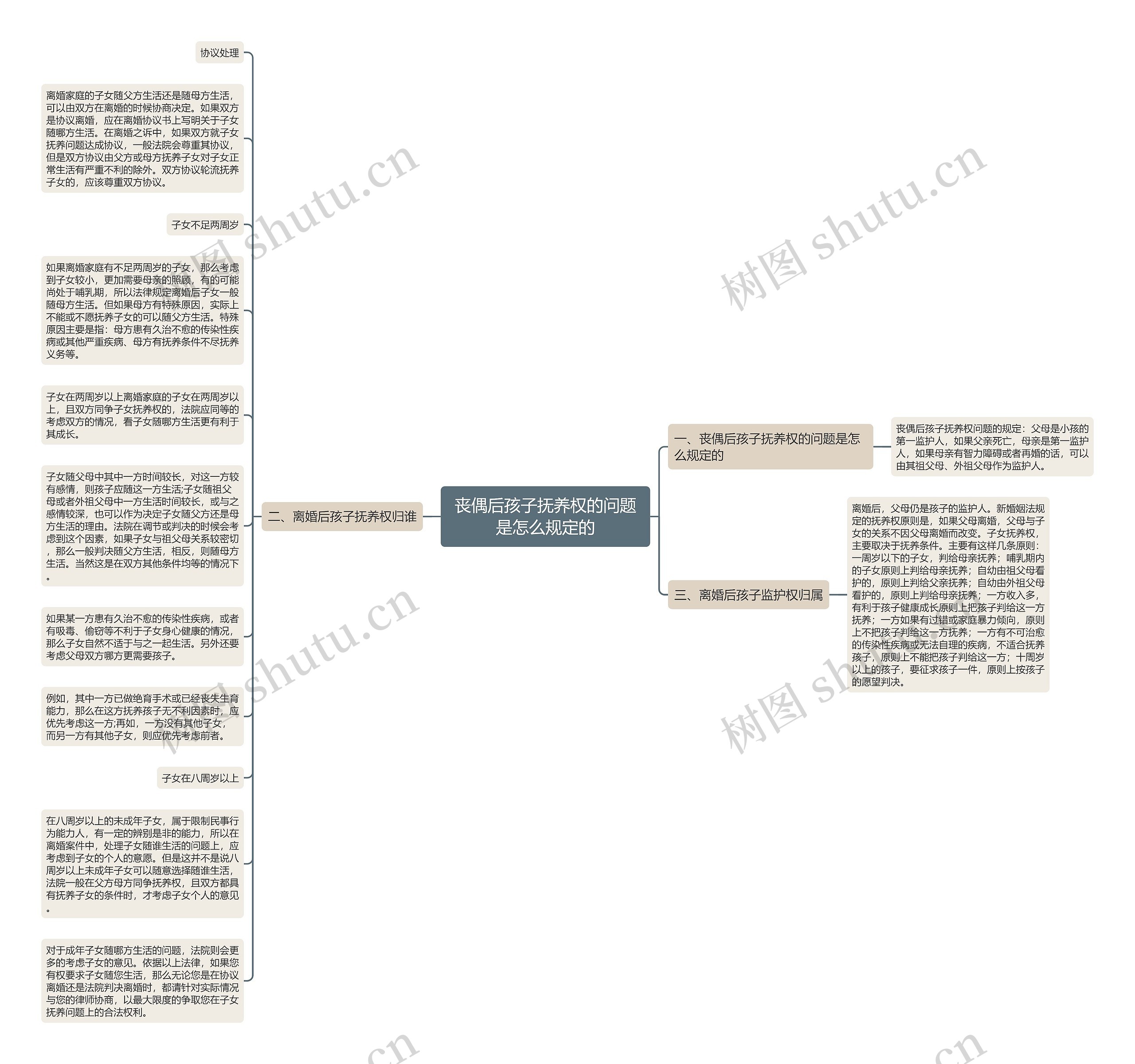 丧偶后孩子抚养权的问题是怎么规定的思维导图