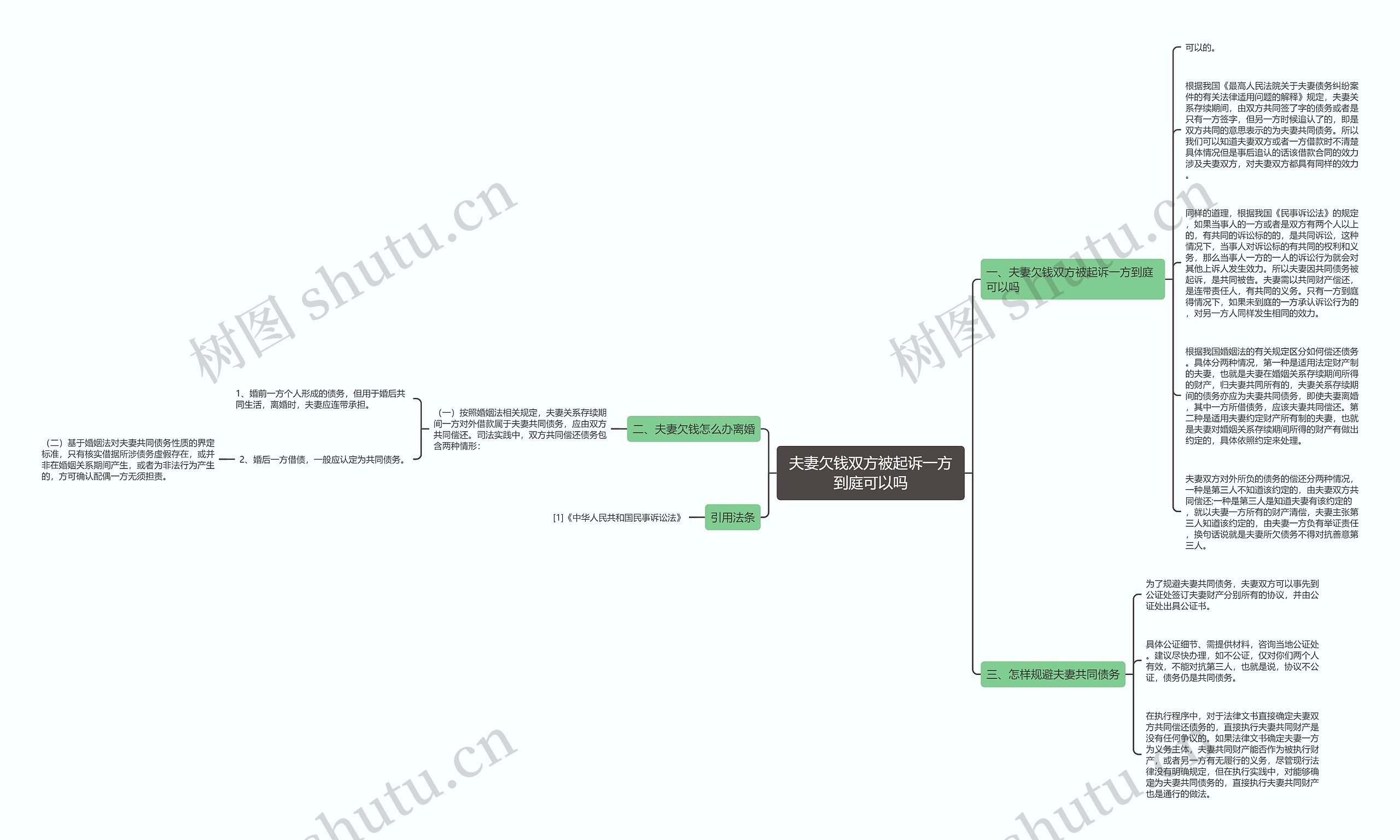夫妻欠钱双方被起诉一方到庭可以吗思维导图