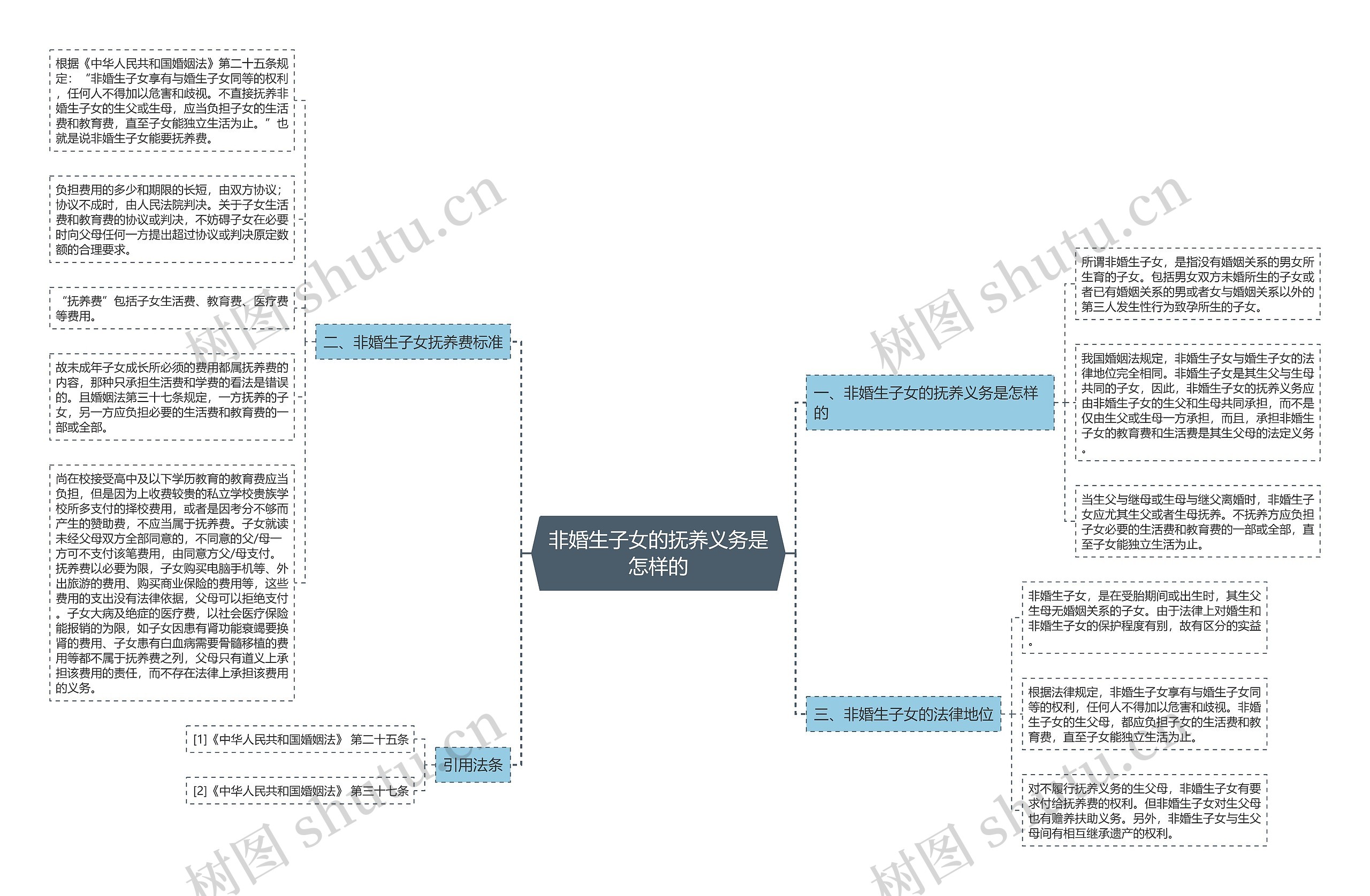 非婚生子女的抚养义务是怎样的思维导图