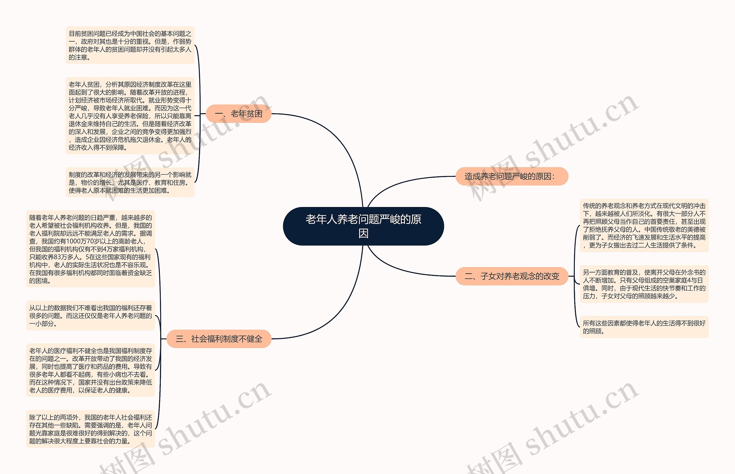 老年人养老问题严峻的原因思维导图