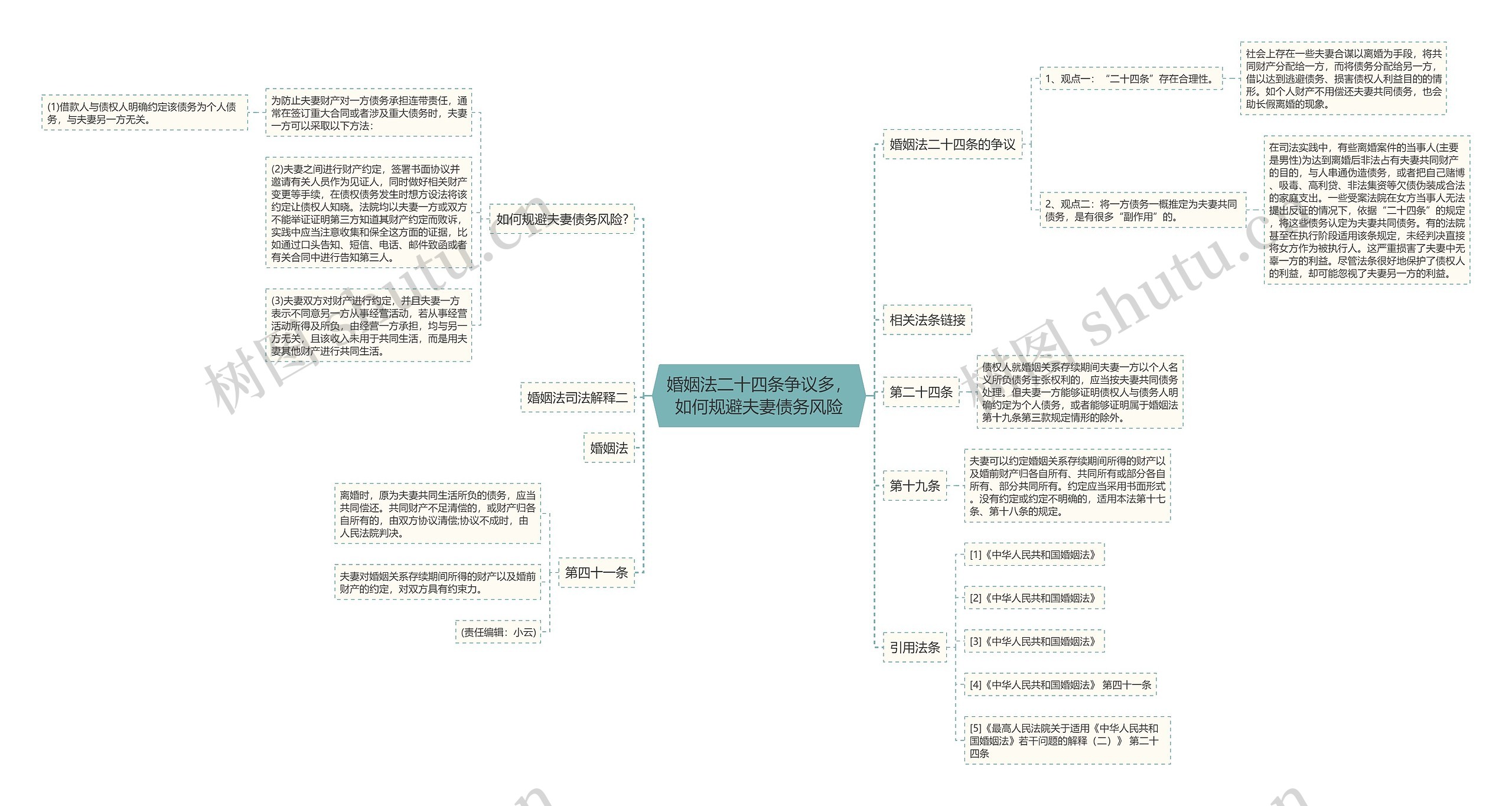 婚姻法二十四条争议多，如何规避夫妻债务风险思维导图