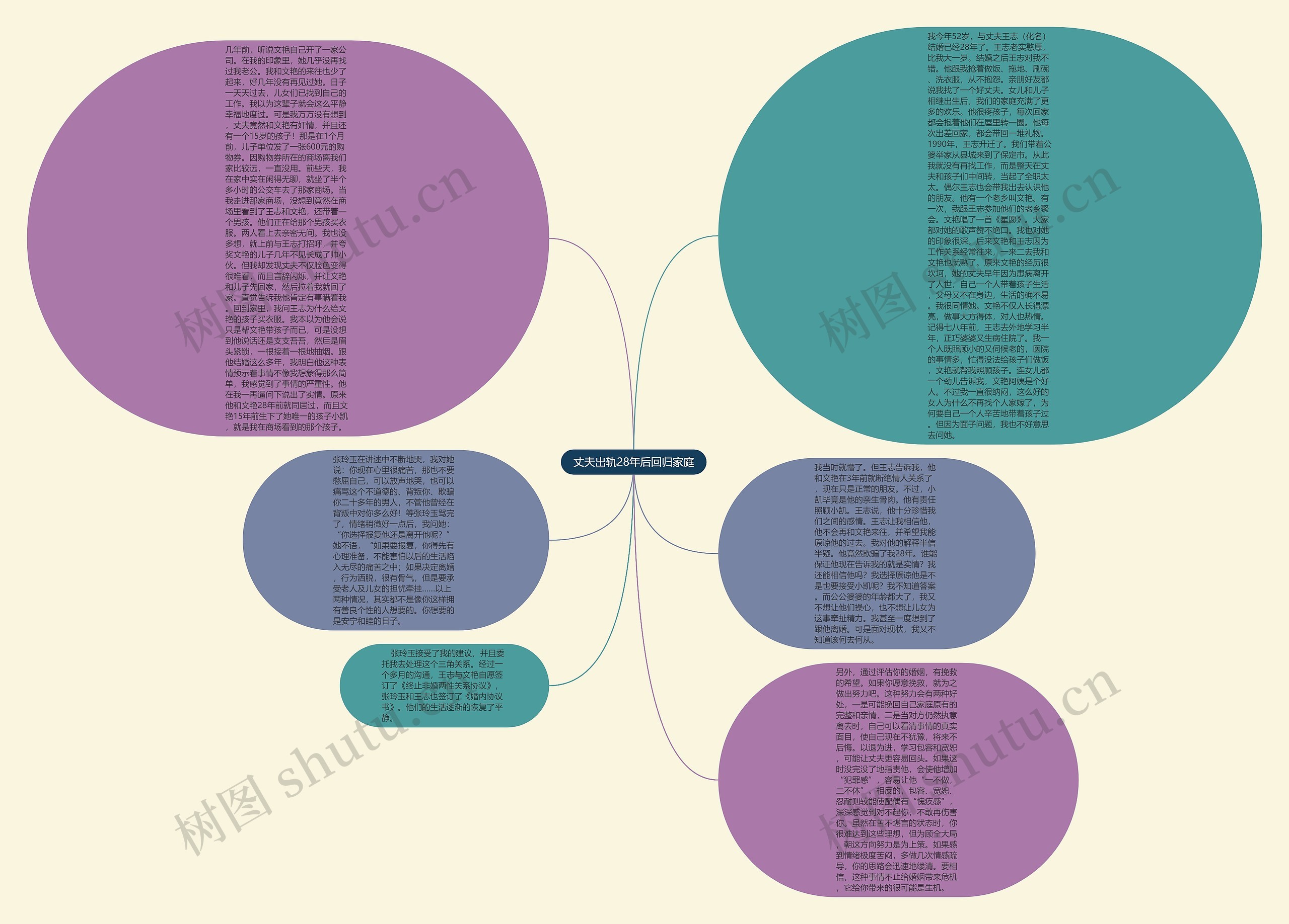 丈夫出轨28年后回归家庭思维导图