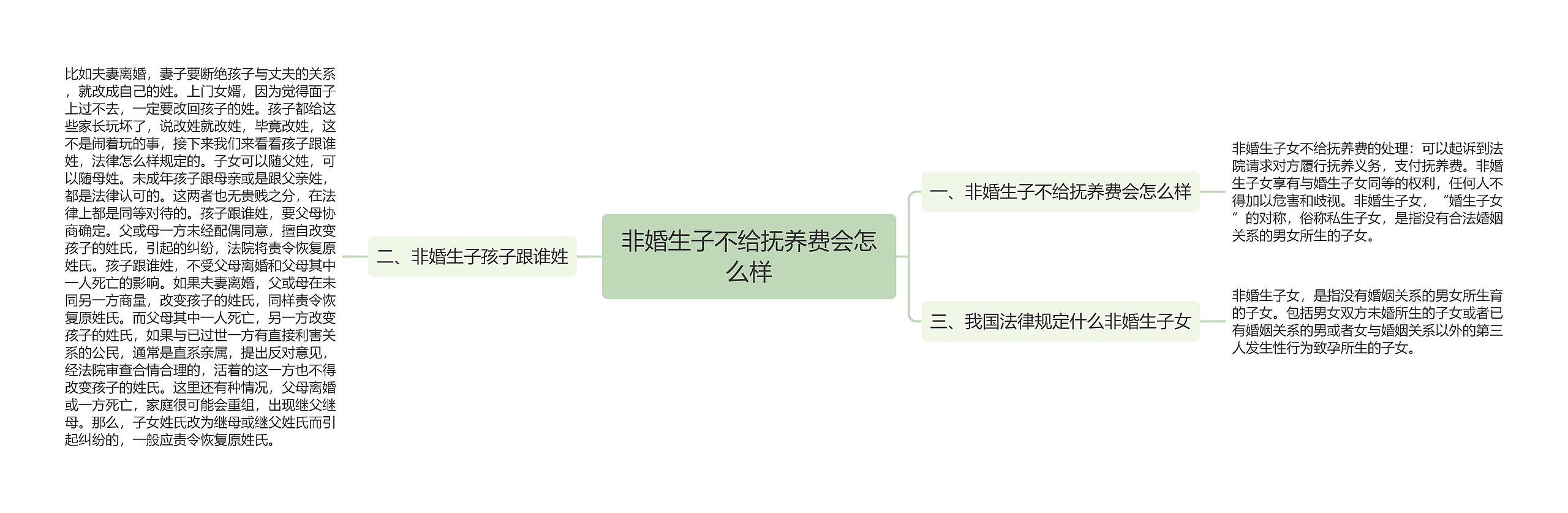 非婚生子不给抚养费会怎么样思维导图