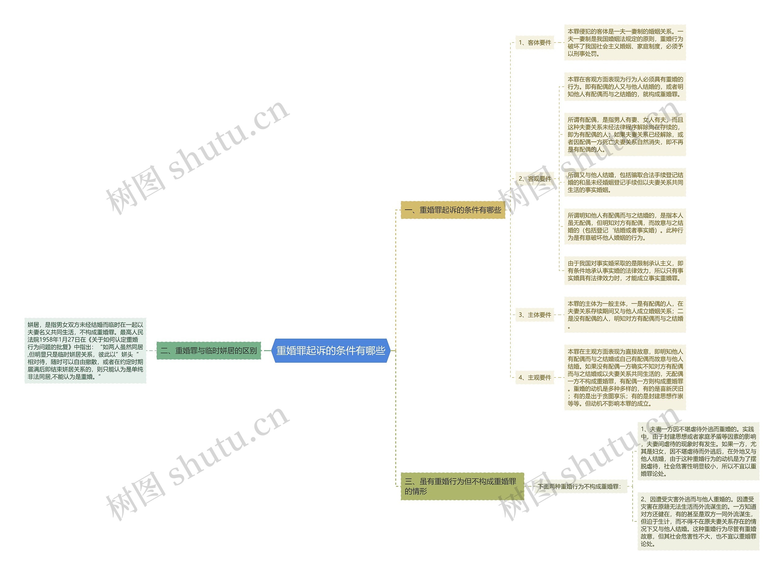 重婚罪起诉的条件有哪些思维导图