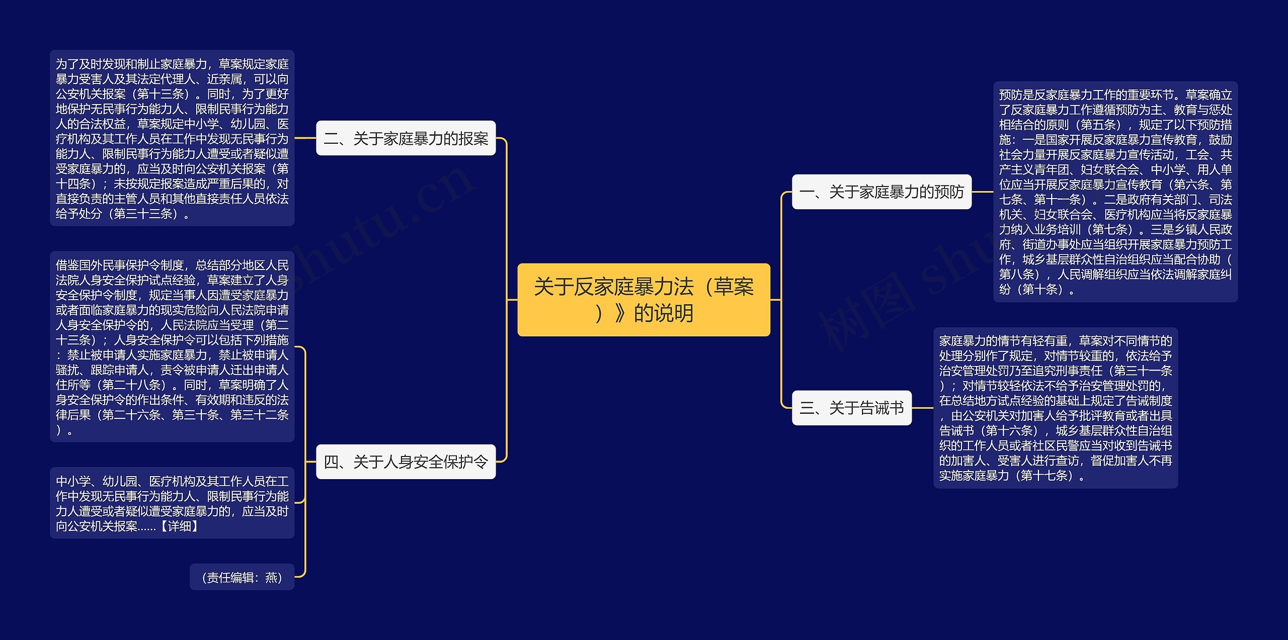 关于反家庭暴力法（草案）》的说明思维导图