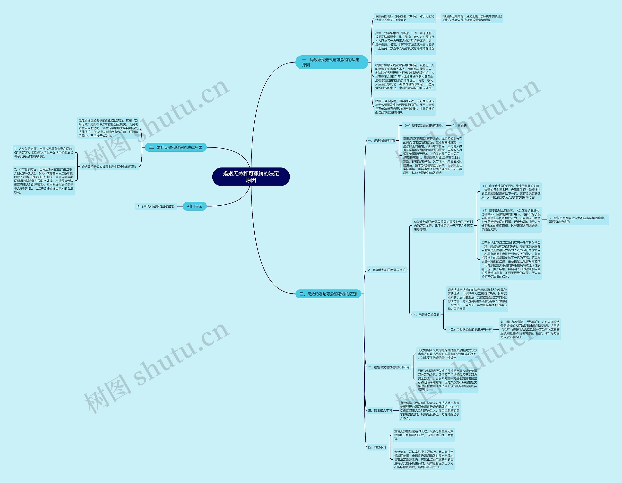 婚姻无效和可撤销的法定原因思维导图