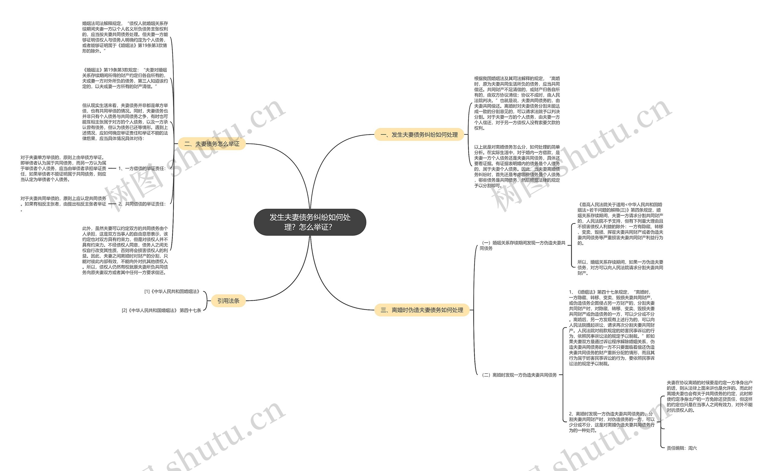 发生夫妻债务纠纷如何处理？怎么举证？思维导图