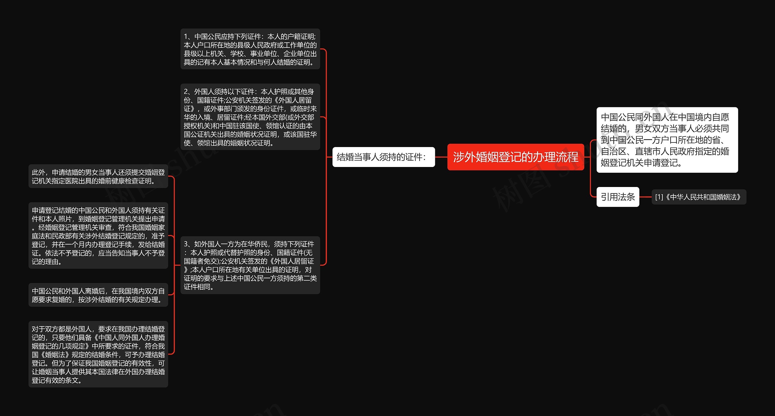涉外婚姻登记的办理流程思维导图