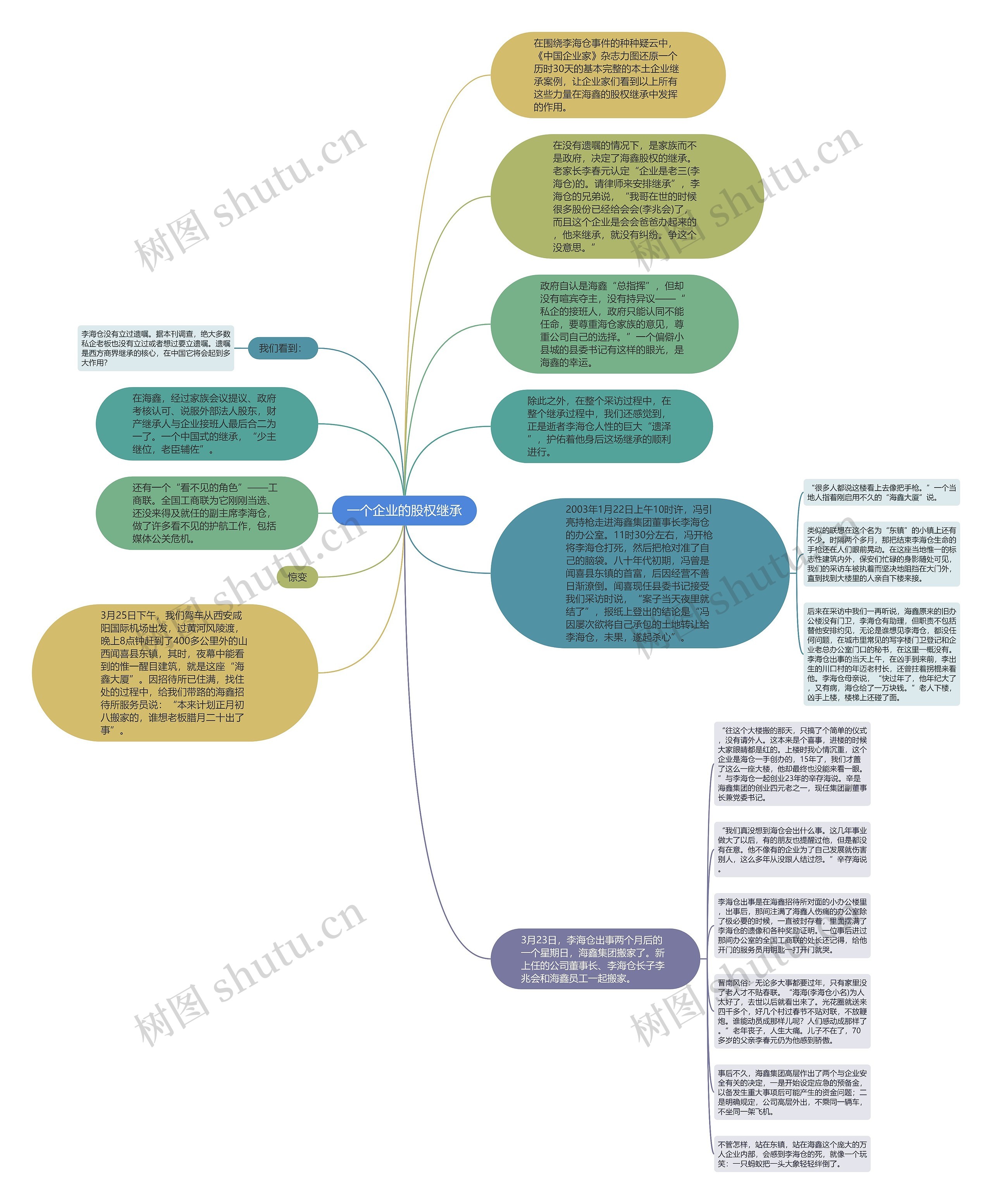 一个企业的股权继承思维导图高清图 一个企业的股权继承思维导图