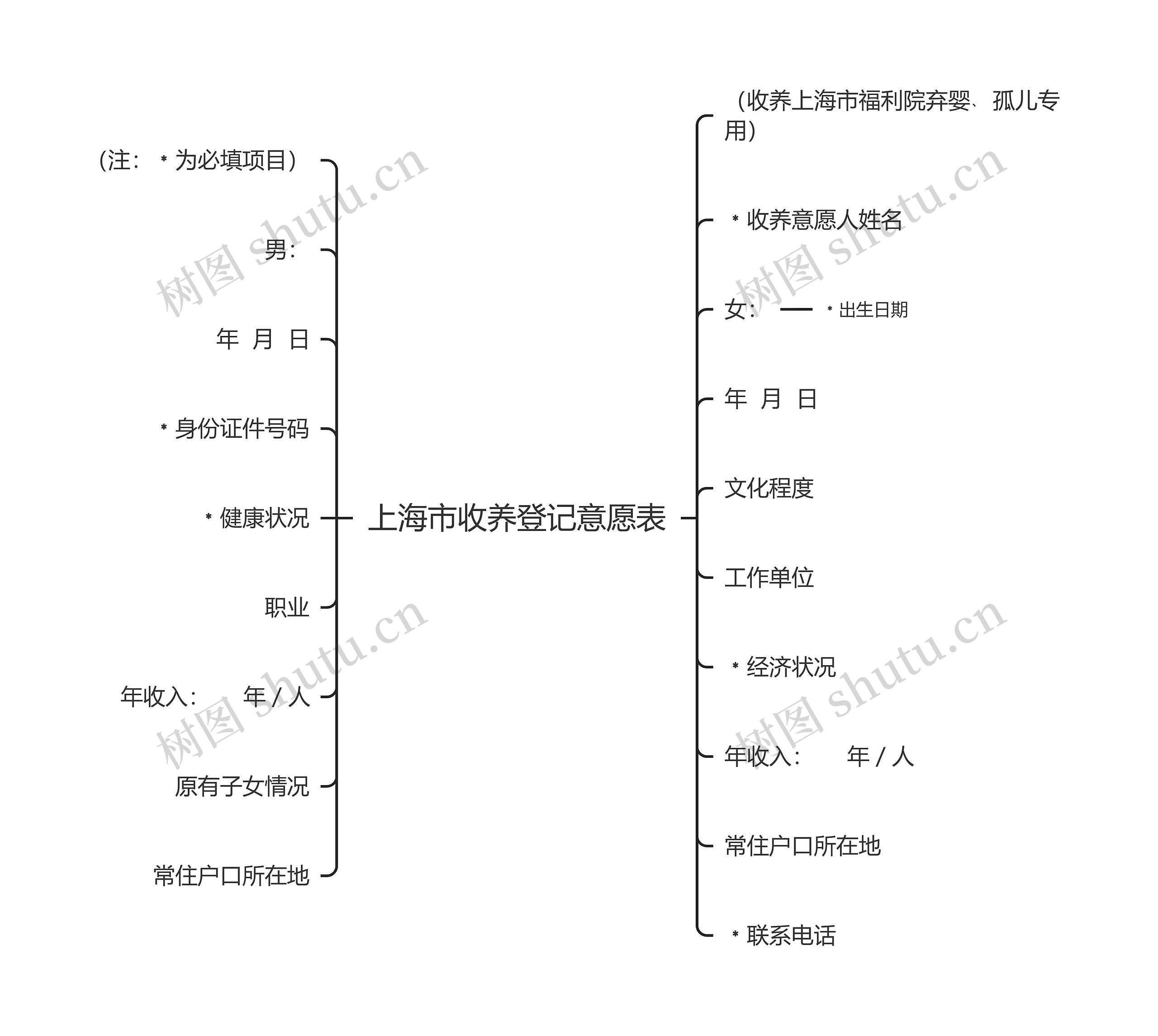 上海市收养登记意愿表思维导图