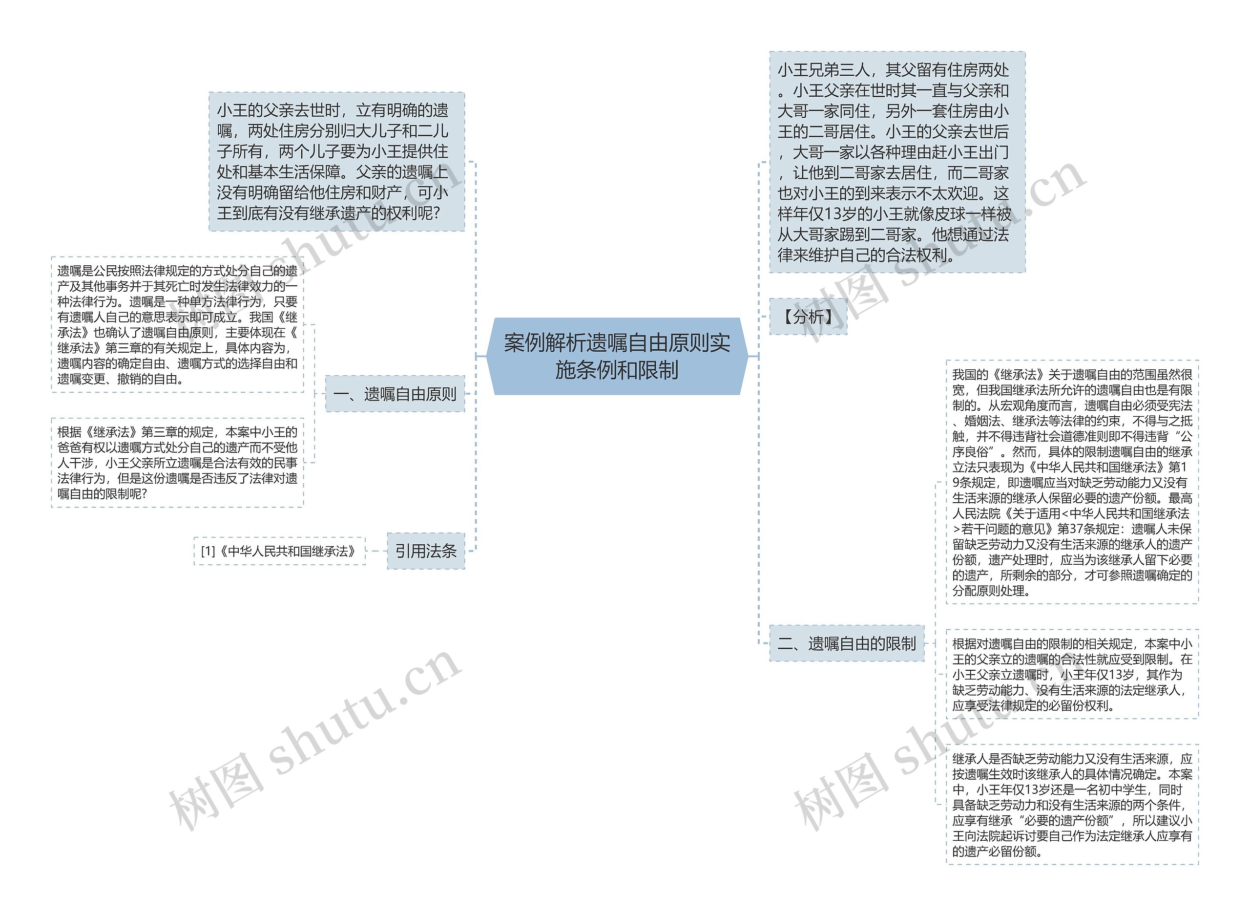 案例解析遗嘱自由原则实施条例和限制思维导图