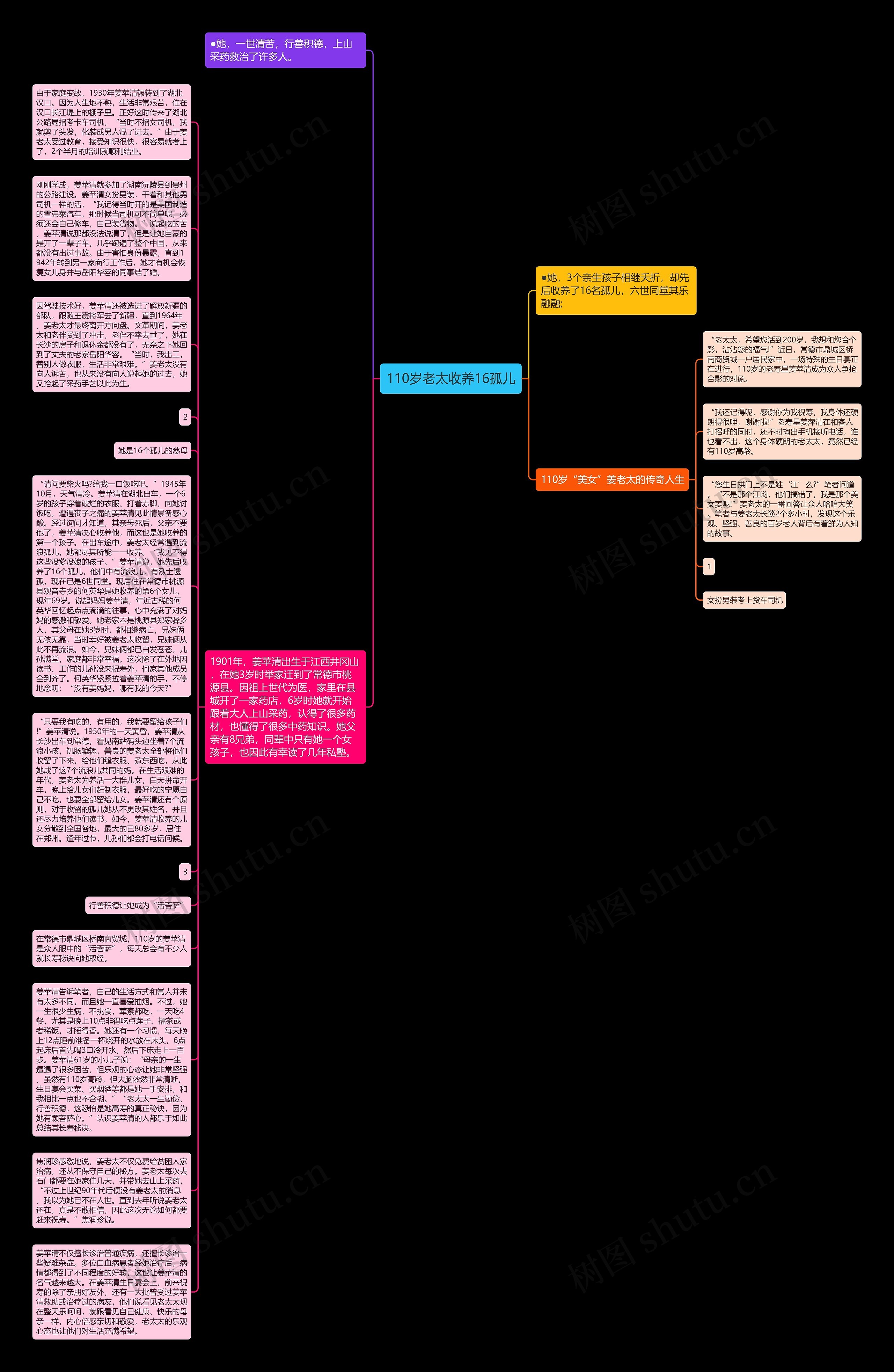 110岁老太收养16孤儿思维导图