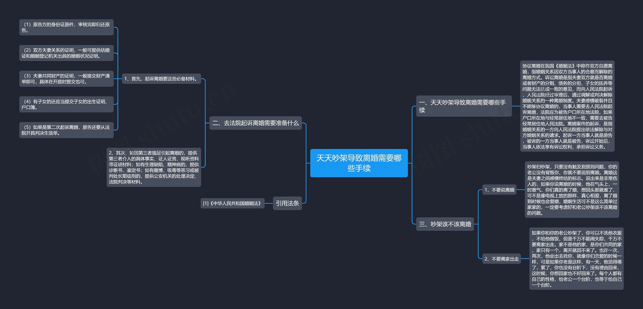 天天吵架导致离婚需要哪些手续思维导图