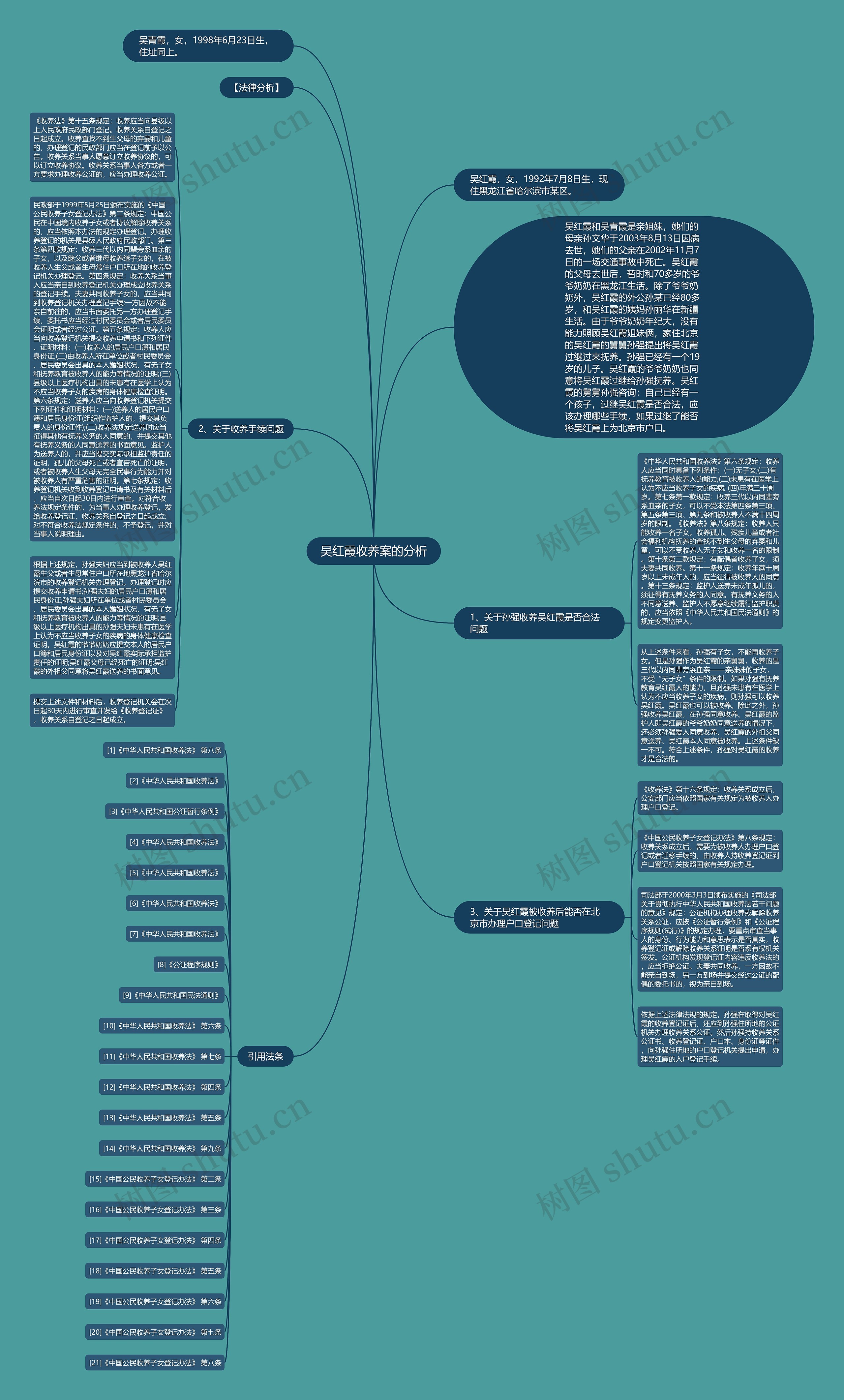 吴红霞收养案的分析思维导图