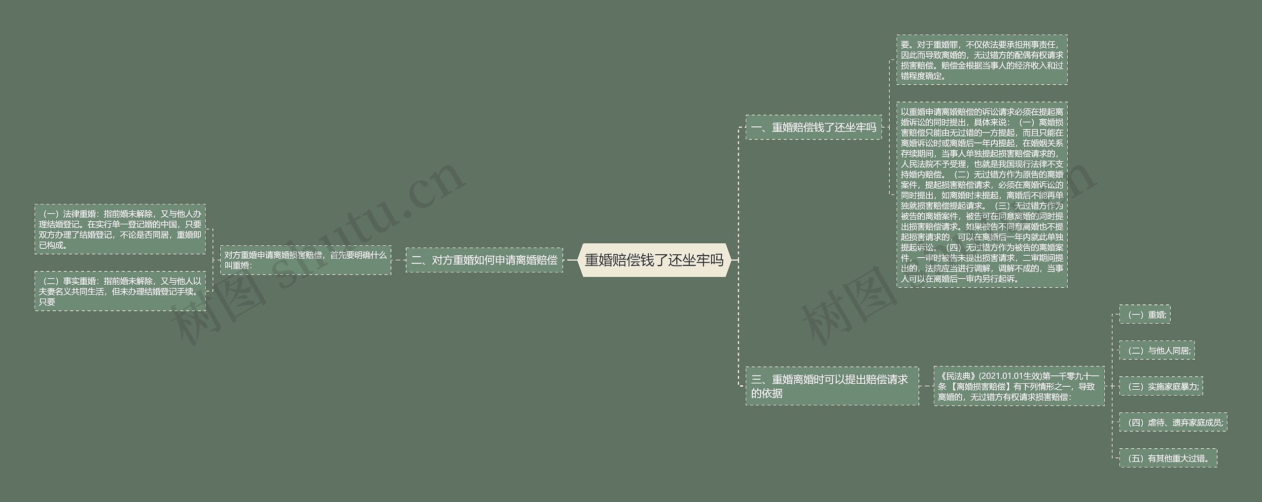 重婚赔偿钱了还坐牢吗思维导图