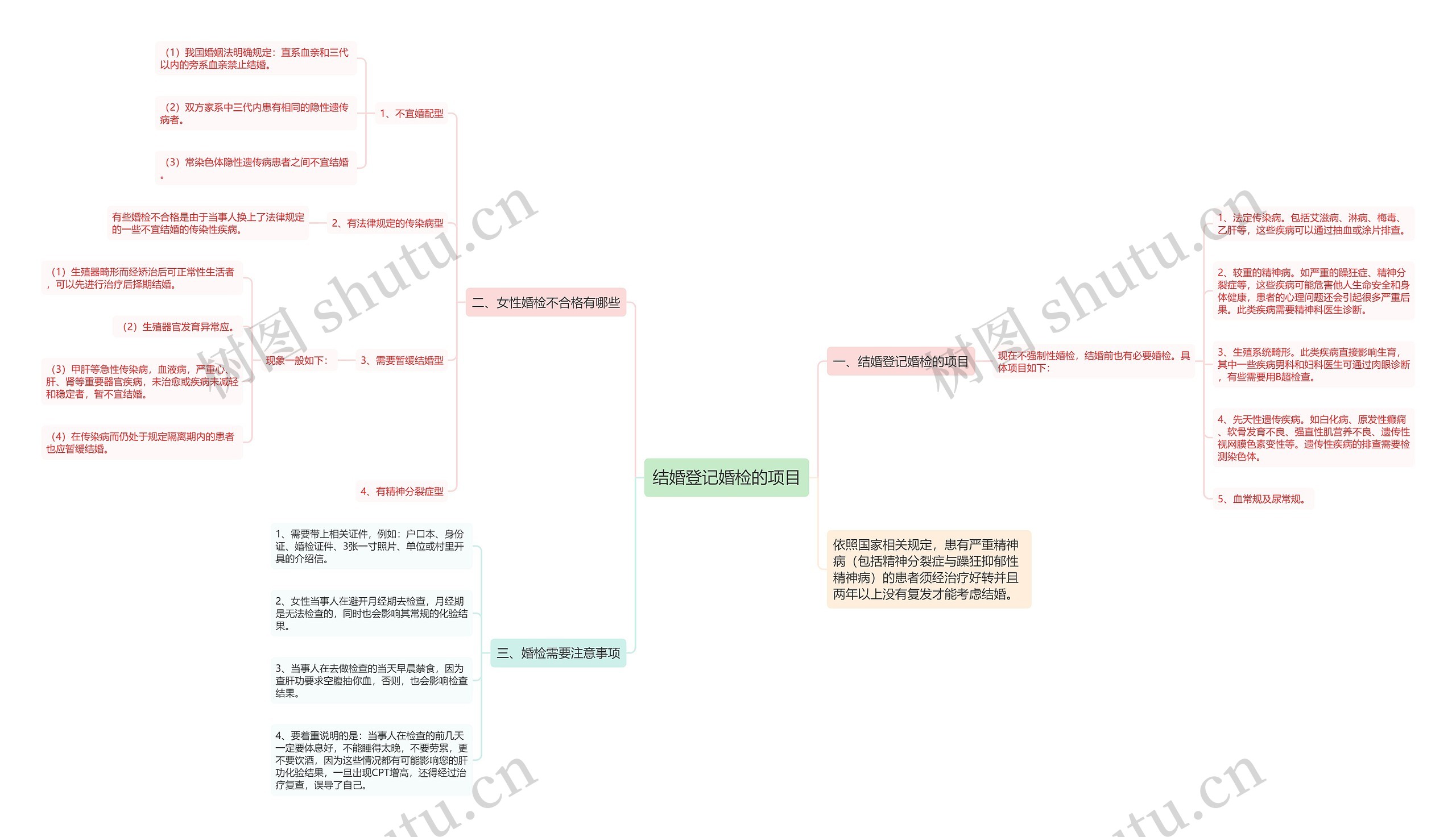 结婚登记婚检的项目思维导图