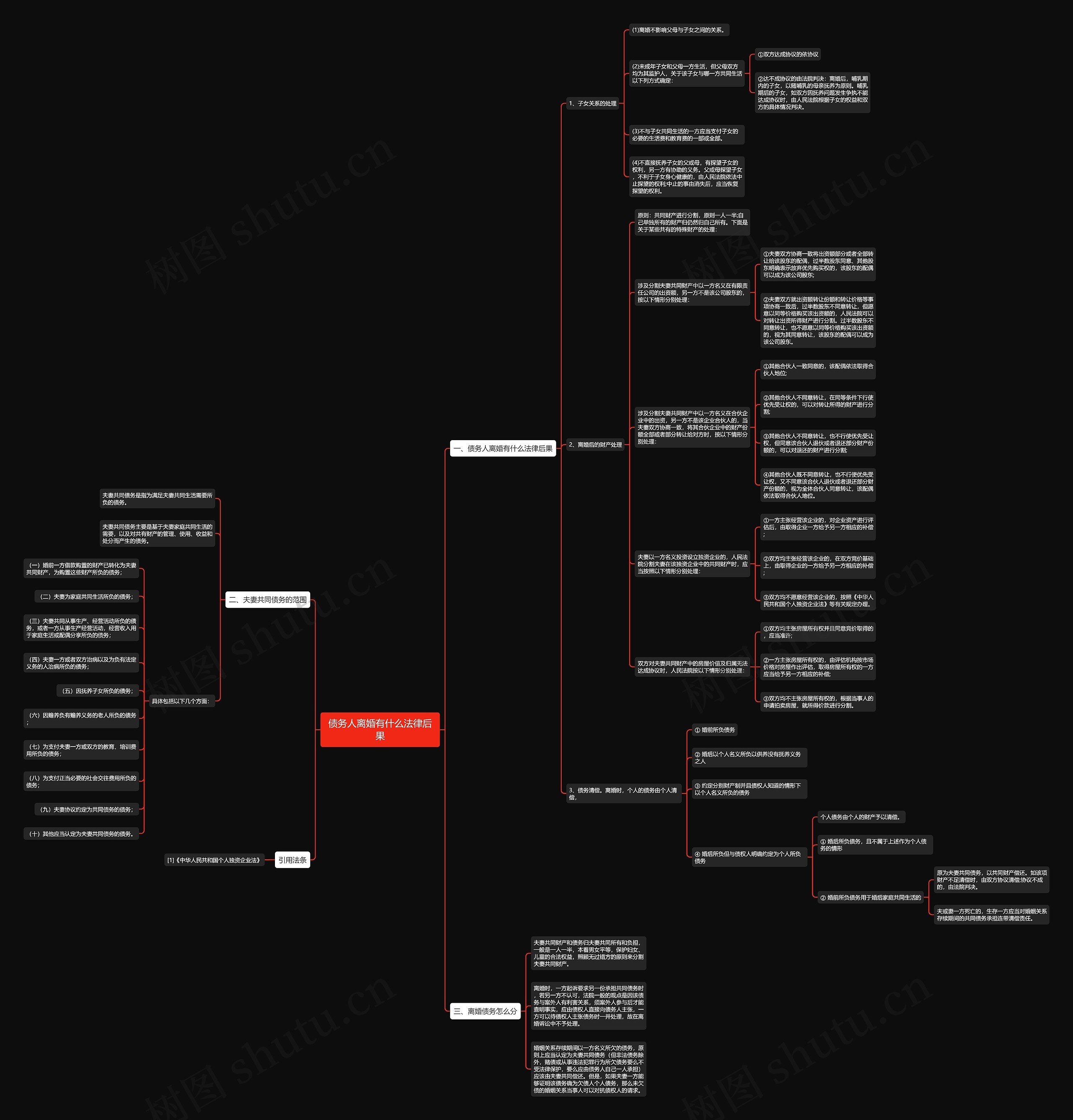 债务人离婚有什么法律后果思维导图